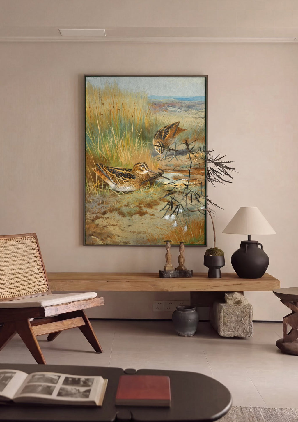 Quadro Decorativo Aves no Pântano - Thorburn em ambiente decorado