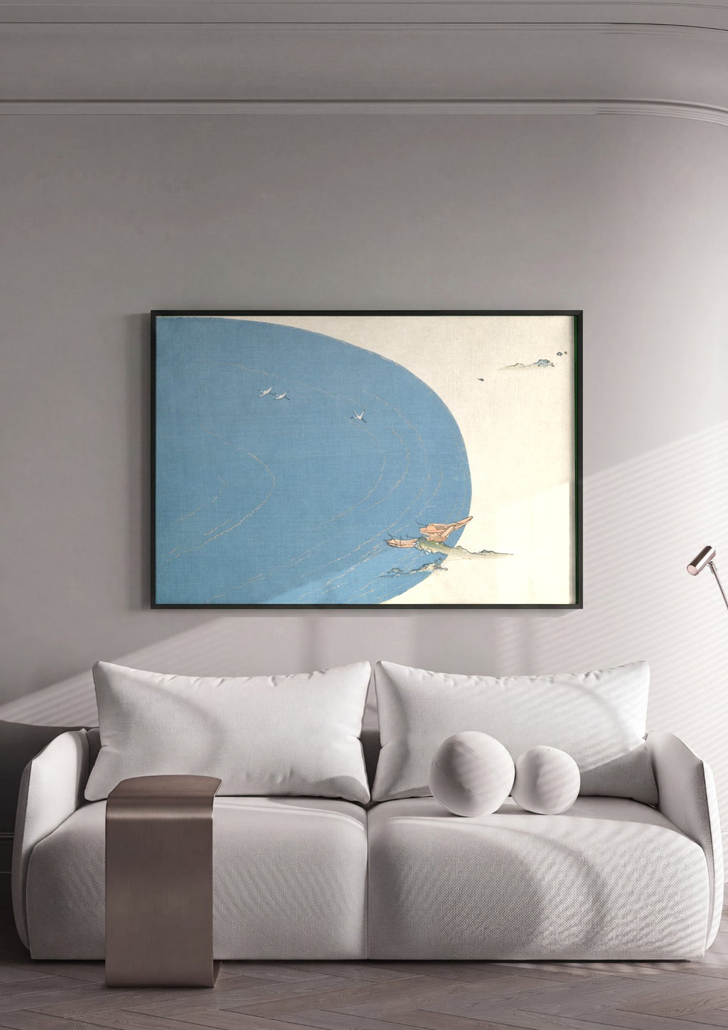 Quadro Decorativo Cenas de Mar com Garças - Kamisaka Sekka em ambiente decorado