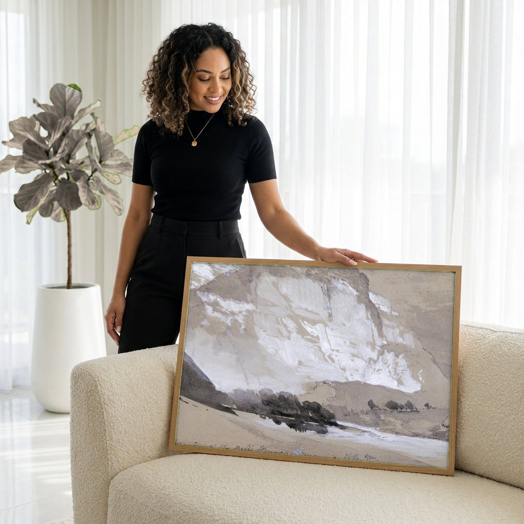 Quadro Decorativo Cânion de Belle Fourche - Thomas Moran com modelo em ambiente
