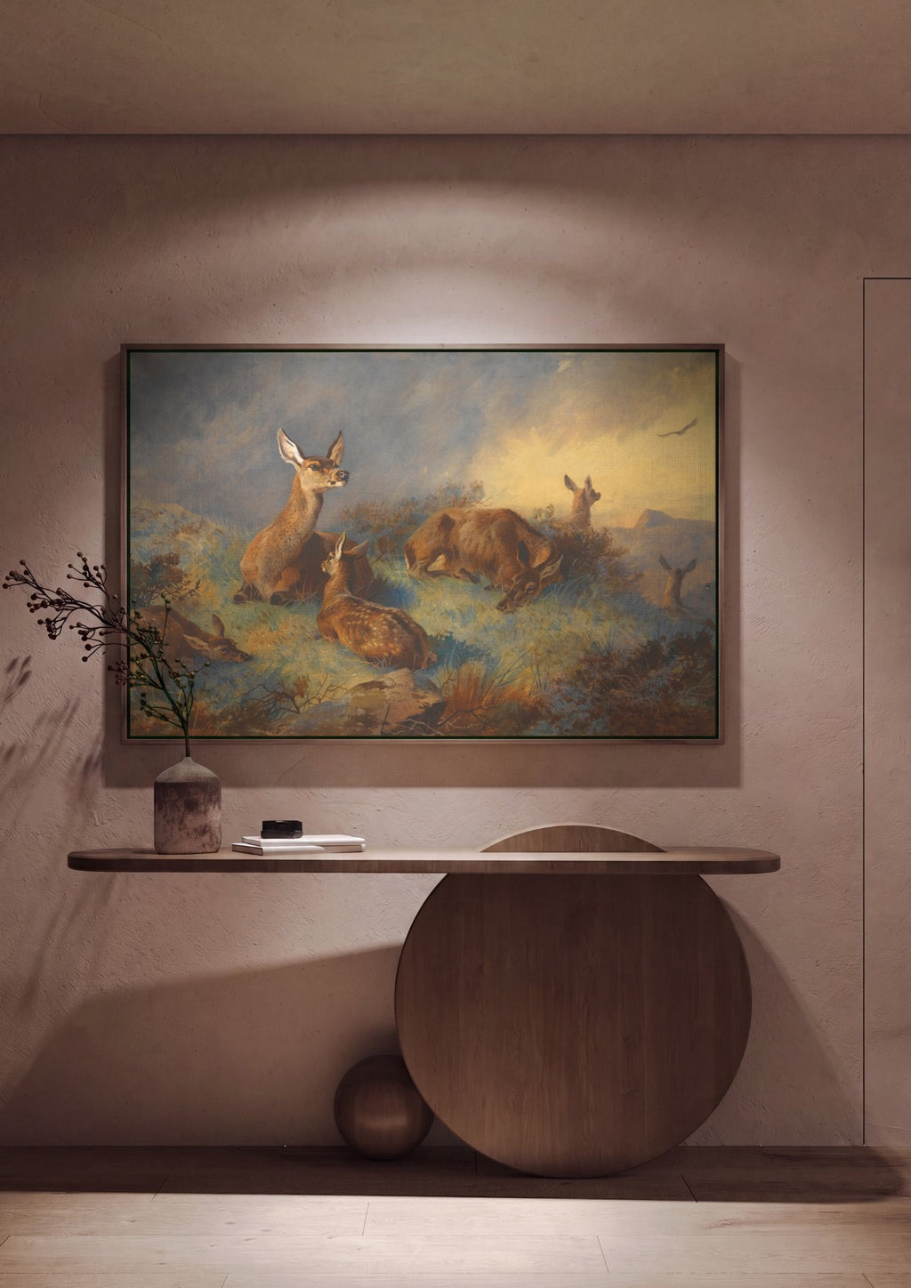 Quadro Decorativo: Veados no Pântano - Archibald Thorburn em ambiente decorado