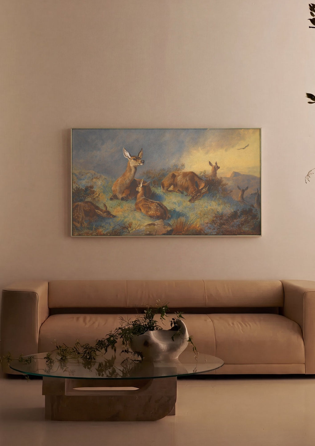 Quadro Decorativo: Veados no Pântano - Archibald Thorburn em ambiente decorado