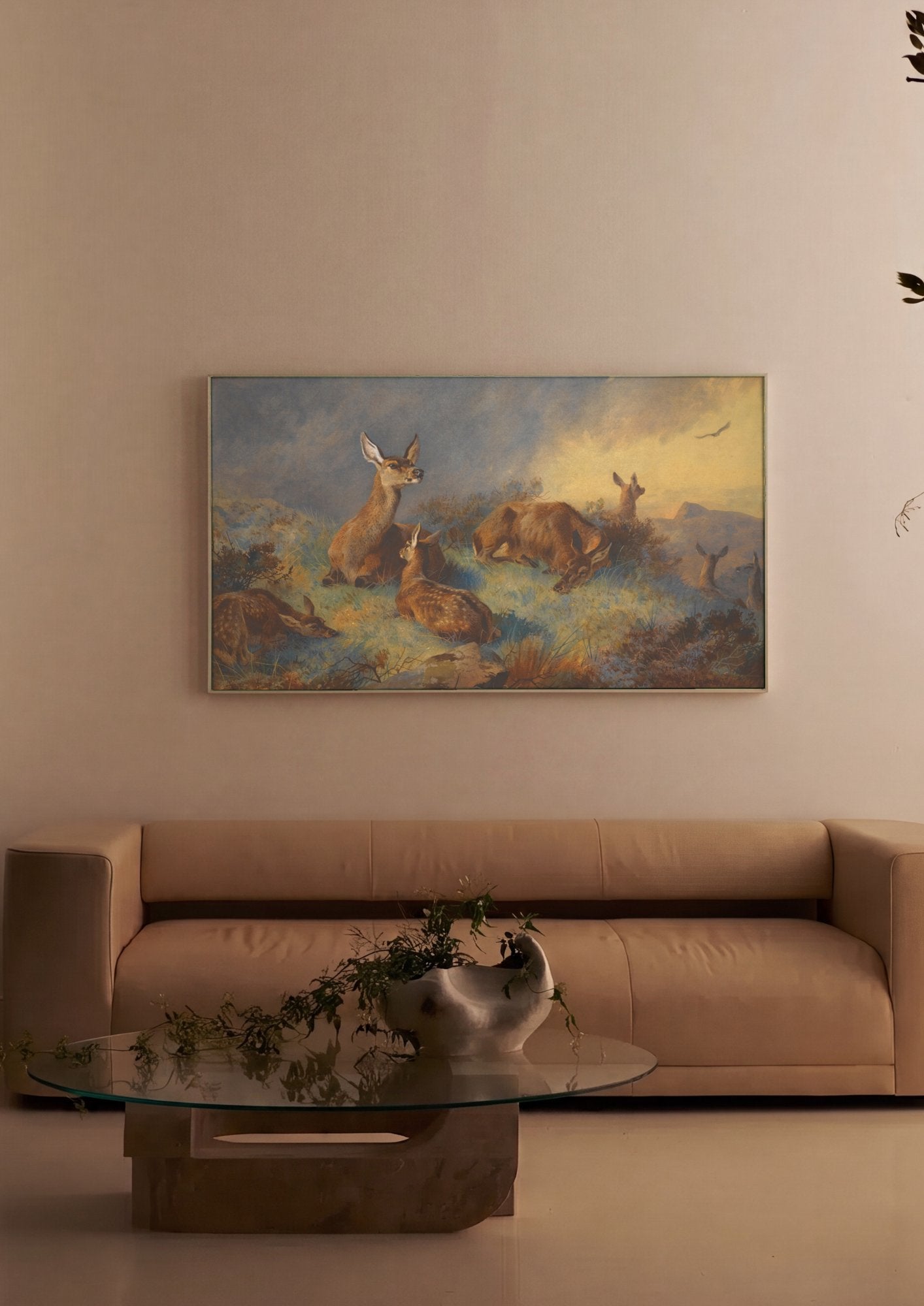 Quadro Decorativo: Veados no Pântano - Archibald Thorburn em ambiente decorado