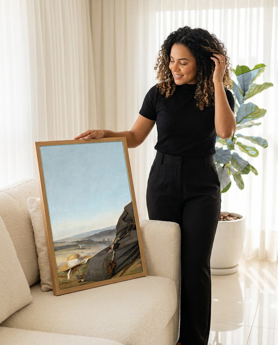 Quadro Decorativo A Mulher com o Guarda-chuva - Corot com modelo em ambiente
