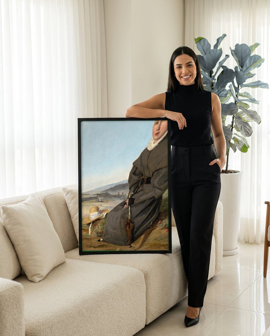Quadro Decorativo A Mulher com o Guarda-chuva - Corot com modelo em ambiente