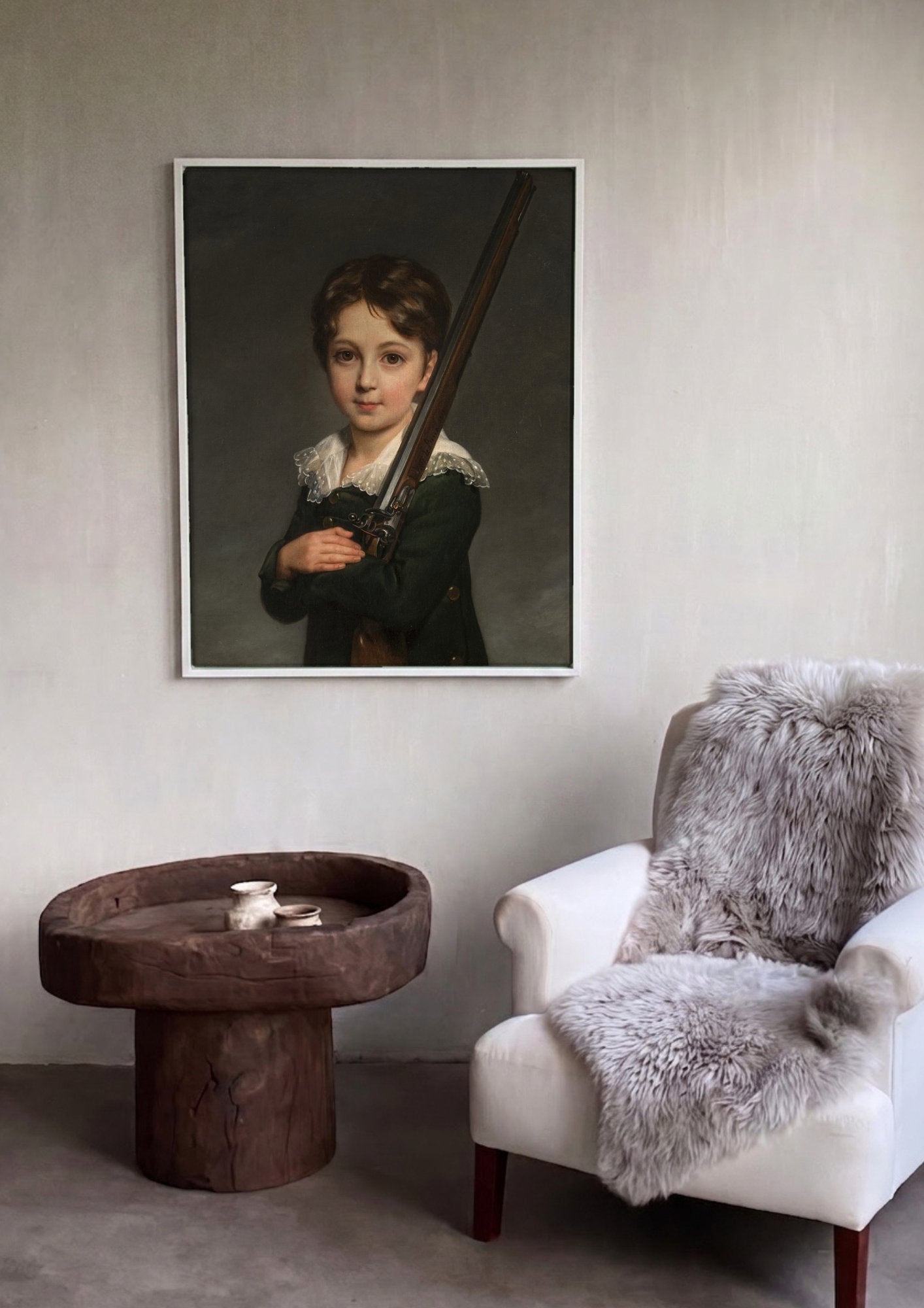 Quadro Decorativo Criança com Espingarda - Vigée Le Brun em ambiente decorado