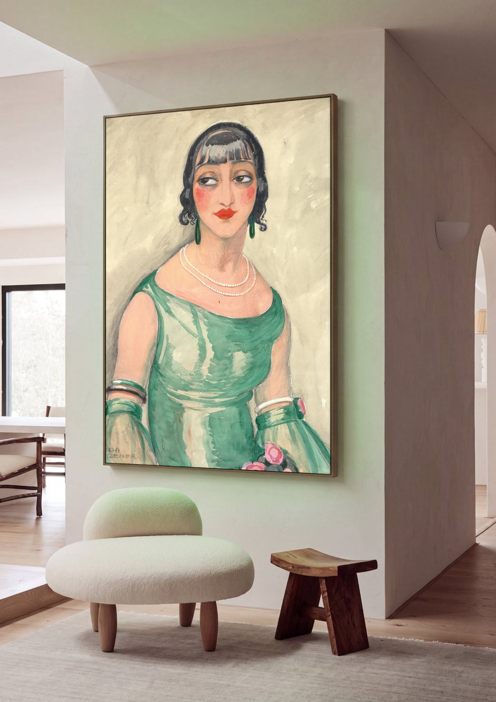 Quadro Decorativo A Dama de Verde - Gerda Wegener em ambiente decorado