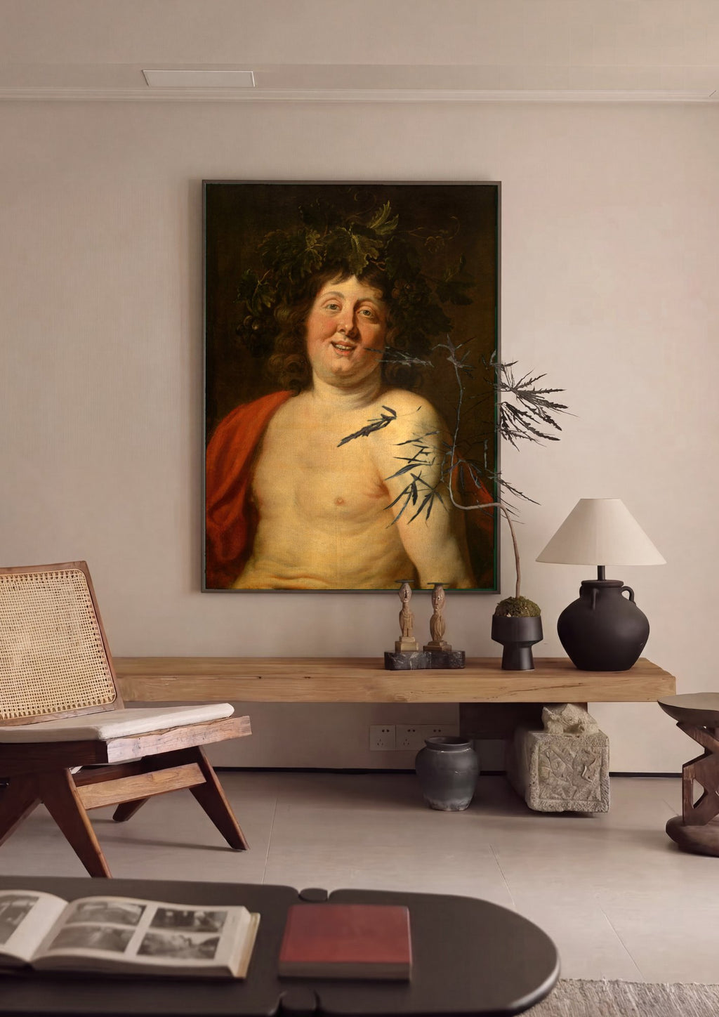 Quadro Decorativo Baco Jovem - Jacob Jordaens em ambiente decorado