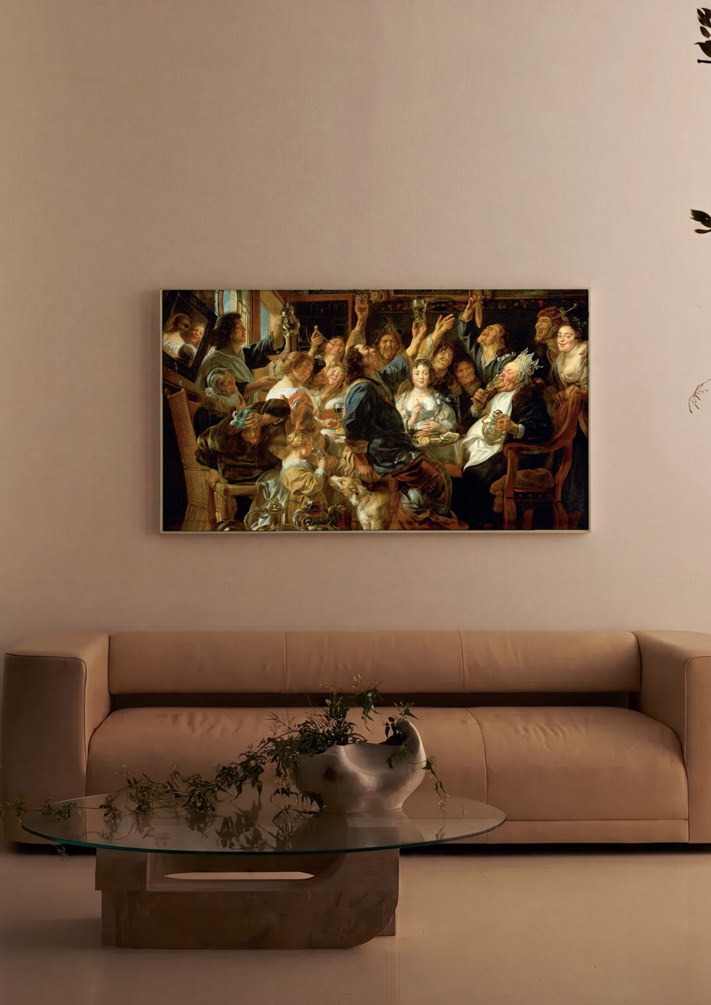Quadro Decorativo O Rei Bebe - Jacob Jordaens em ambiente decorado