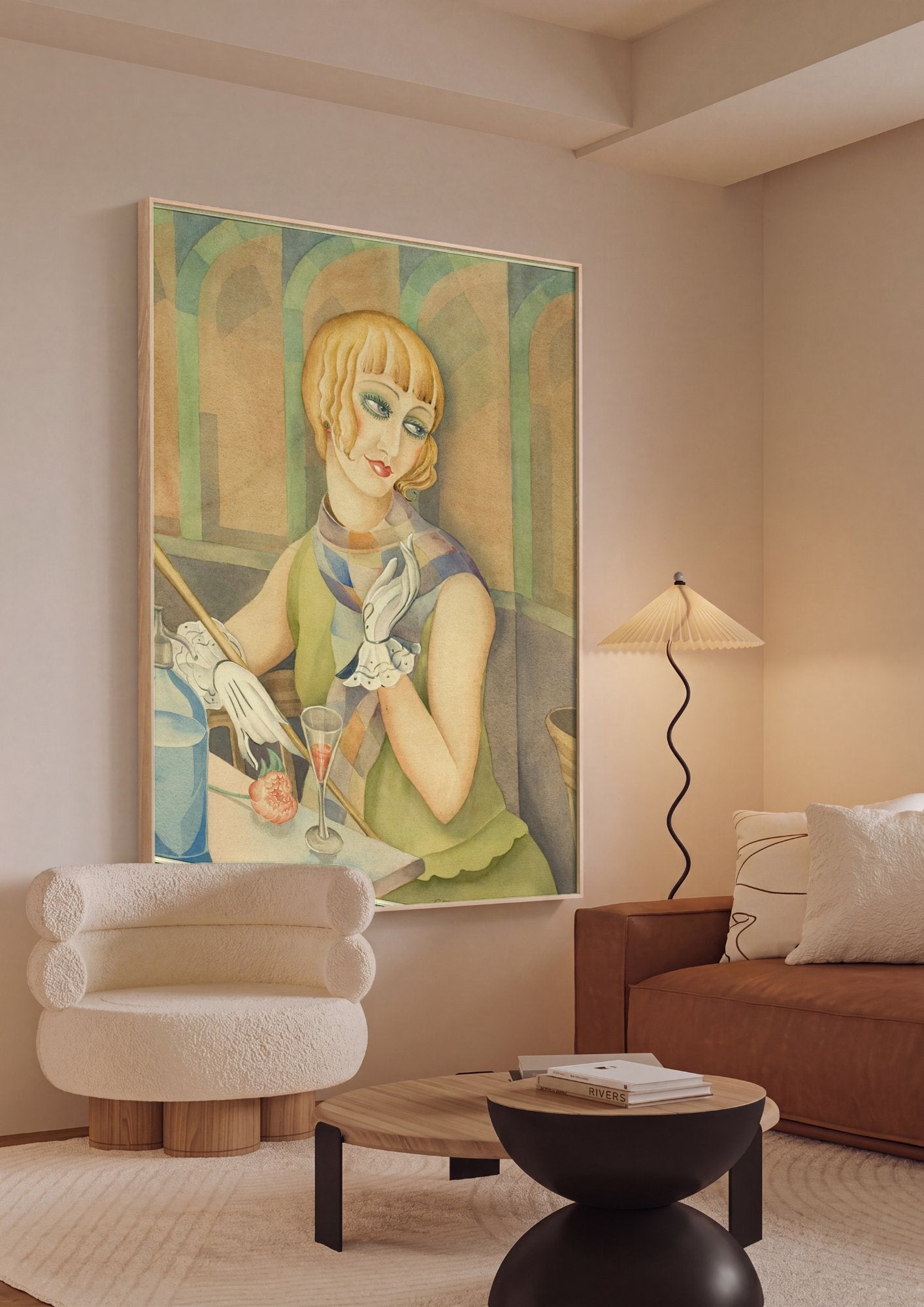 Quadro Decorativo A Dama do Sifão - Gerda Wegener em ambiente decorado
