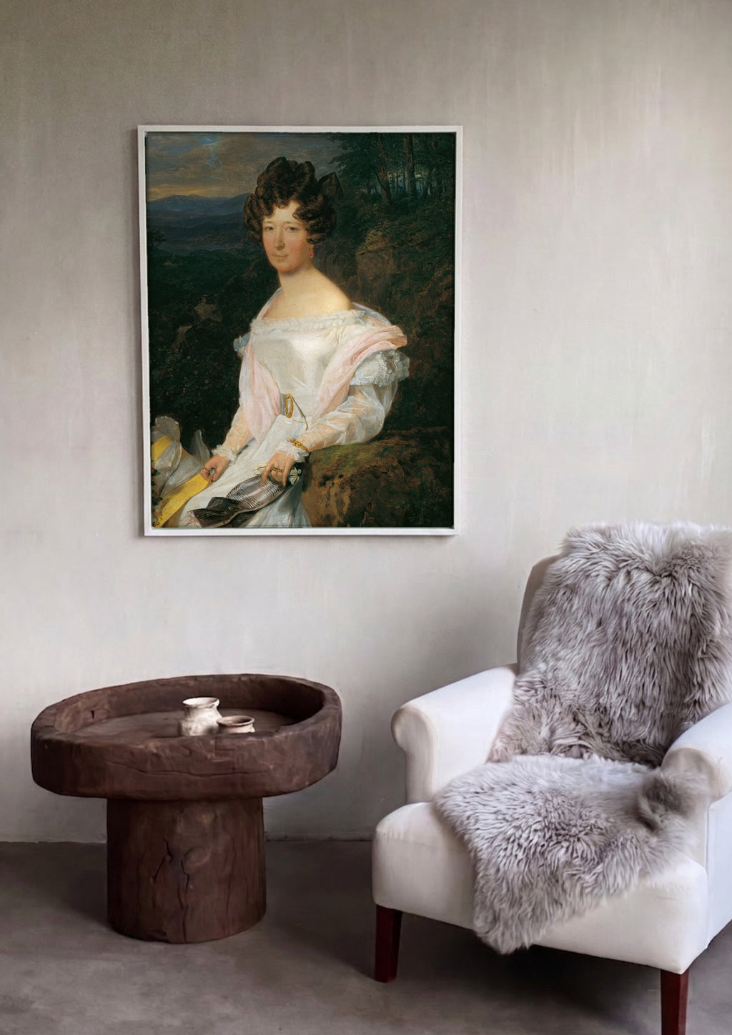 Quadro Decorativo Retrato Feminino - Ferdinand Georg Waldmüller em ambiente decorado