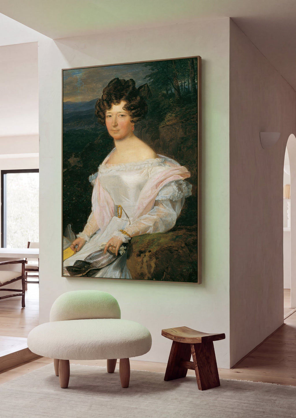 Quadro Decorativo Retrato Feminino - Ferdinand Georg Waldmüller em ambiente decorado