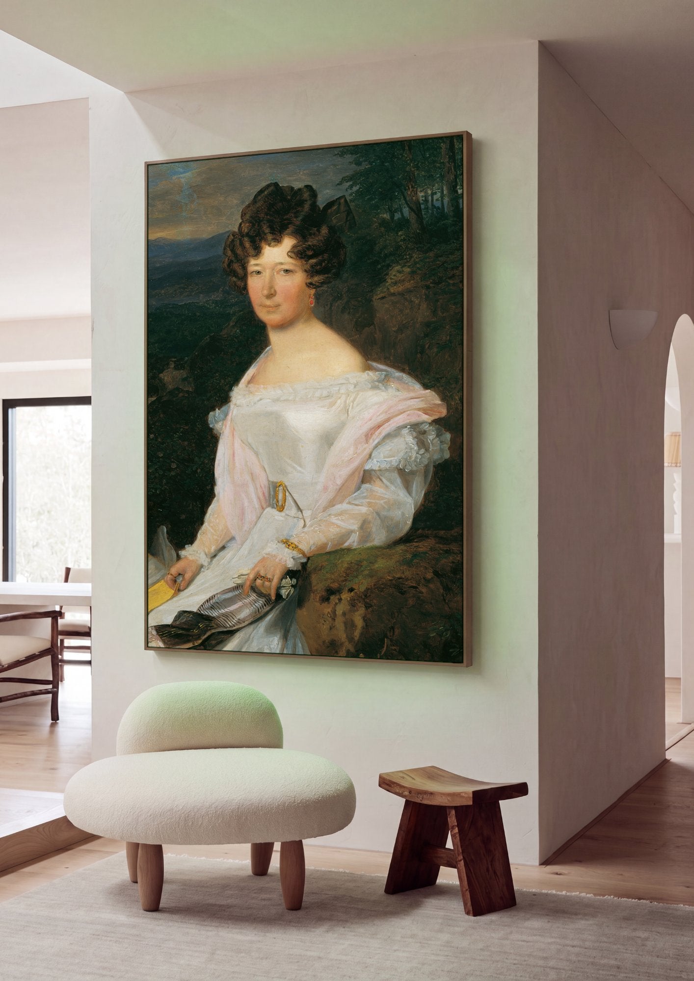 Quadro Decorativo Retrato Feminino - Ferdinand Georg Waldmüller em ambiente decorado