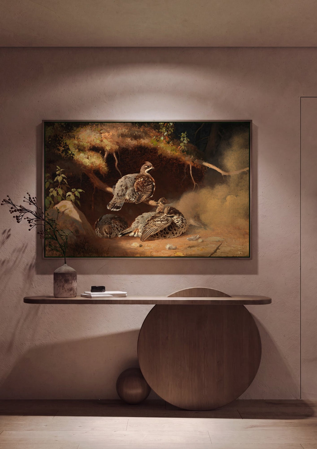 Quadro Decorativo Aves da Floresta - Ferdinand von Wright em ambiente decorado