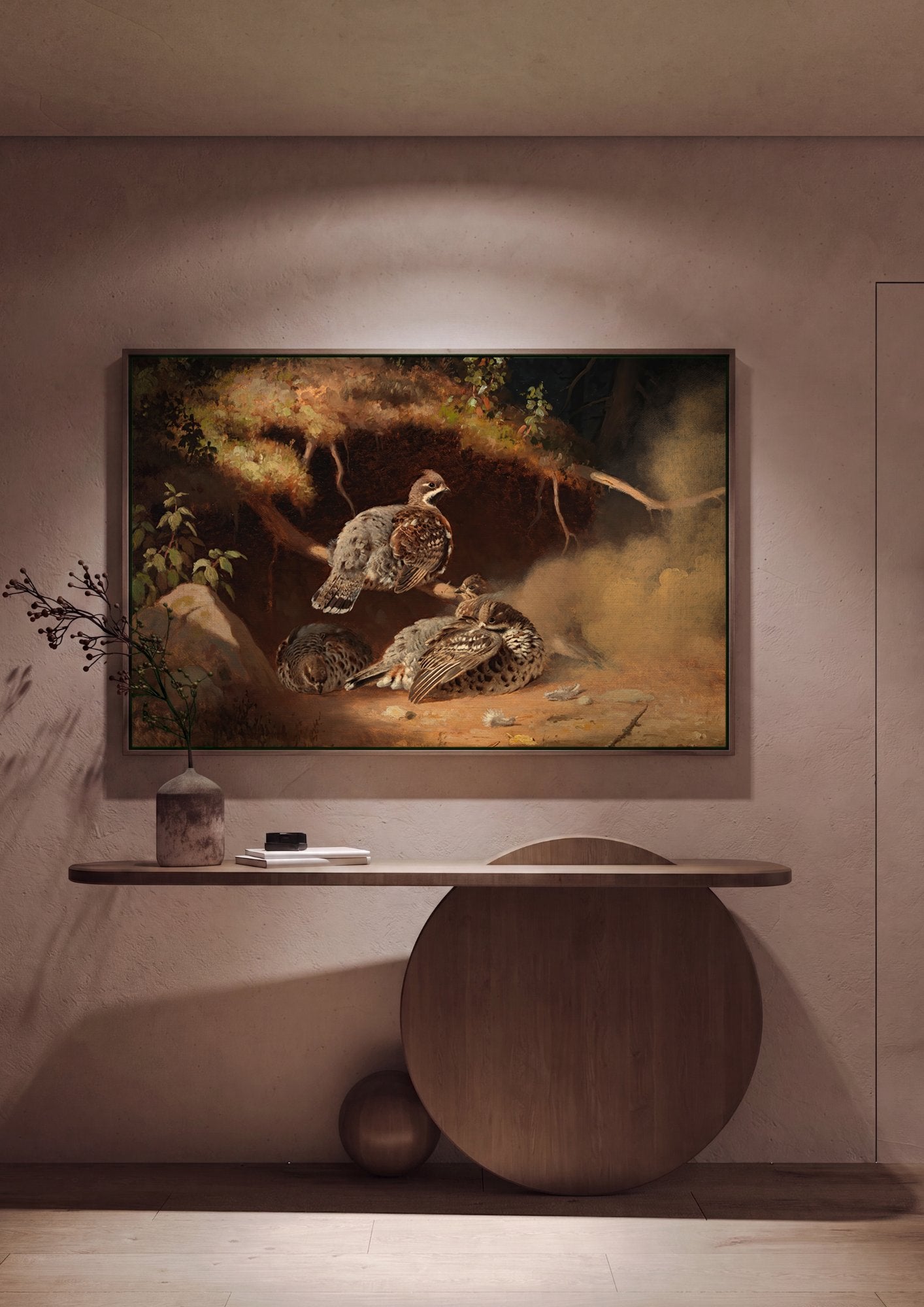 Quadro Decorativo Aves da Floresta - Ferdinand von Wright em ambiente decorado