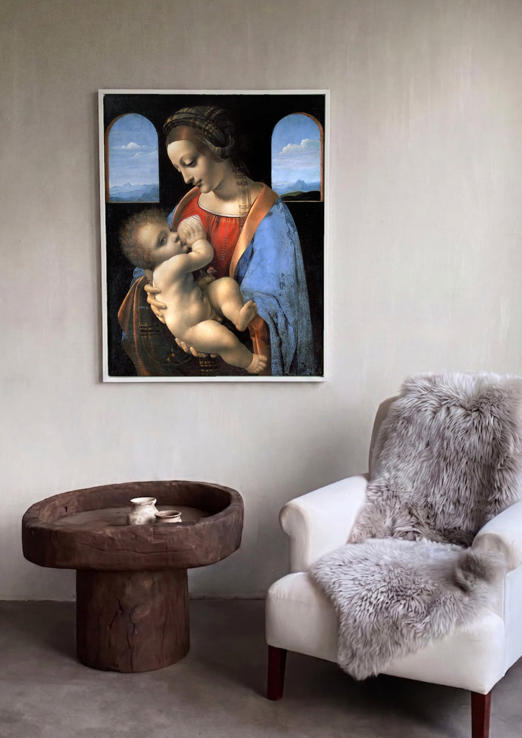 Quadro Decorativo Madonna Litta - Leonardo Da Vinci em ambiente decorado