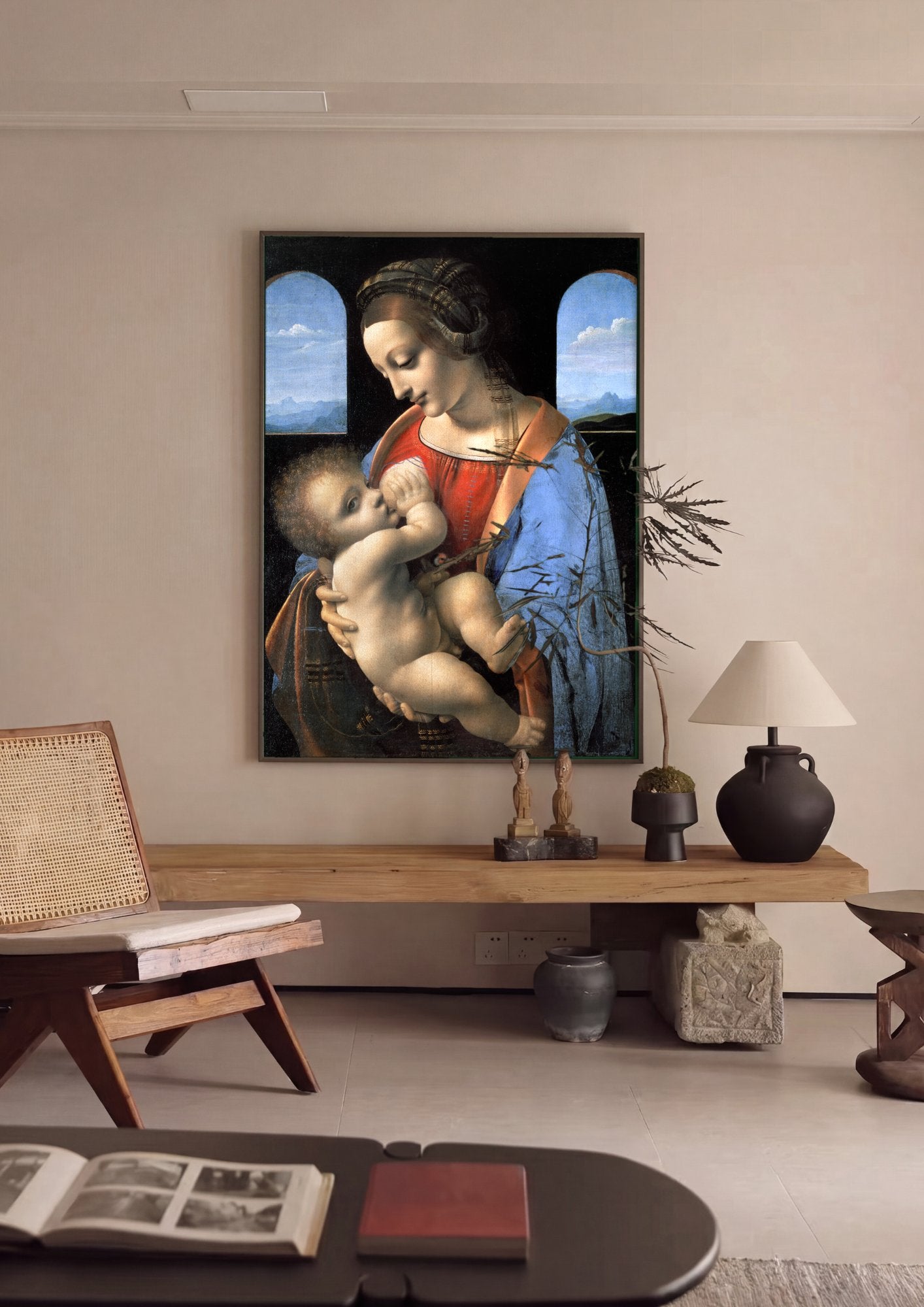 Quadro Decorativo Madonna Litta - Leonardo Da Vinci em ambiente decorado