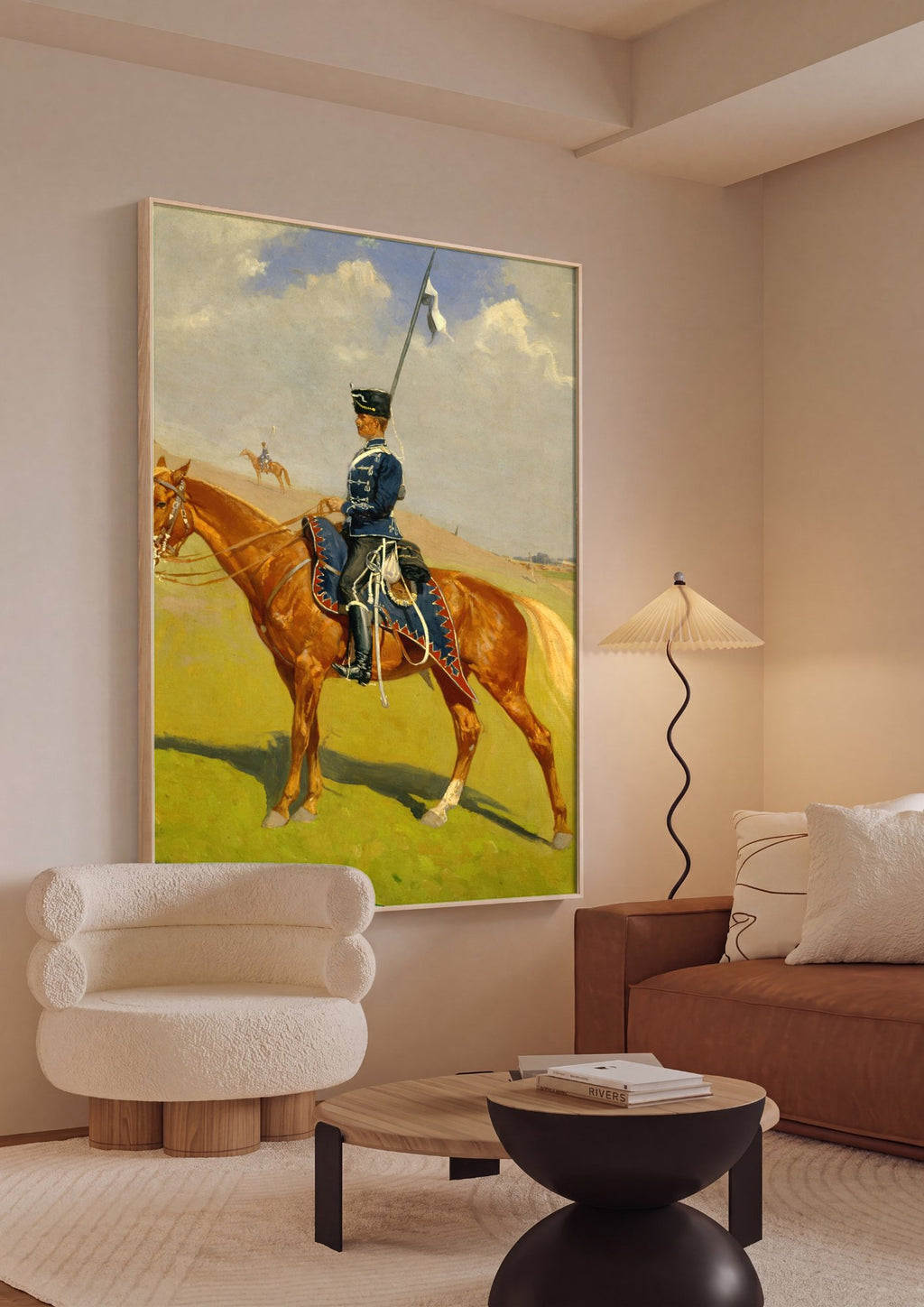 Quadro Decorativo O Lanceiro – Frederic Remington em ambiente decorado