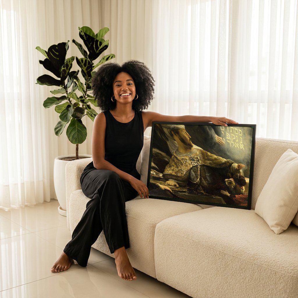 Quadro Decorativo A Festa de Baltazar - Rembrandt com modelo em ambiente