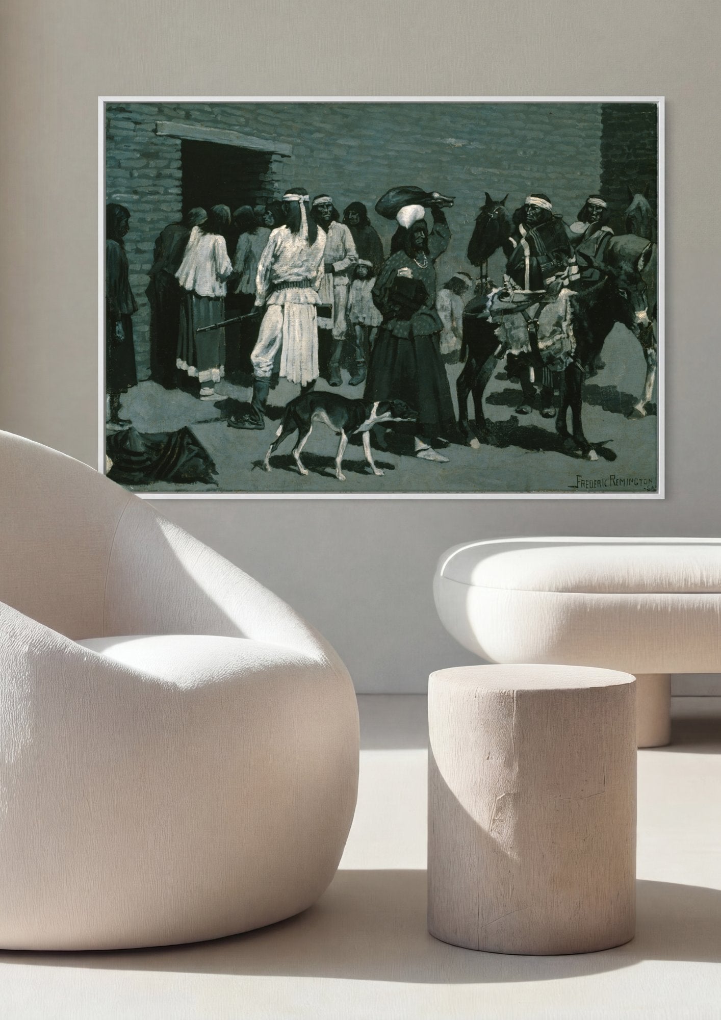 Quadro Decorativo 'San Carlos' - Frederic Remington em ambiente decorado