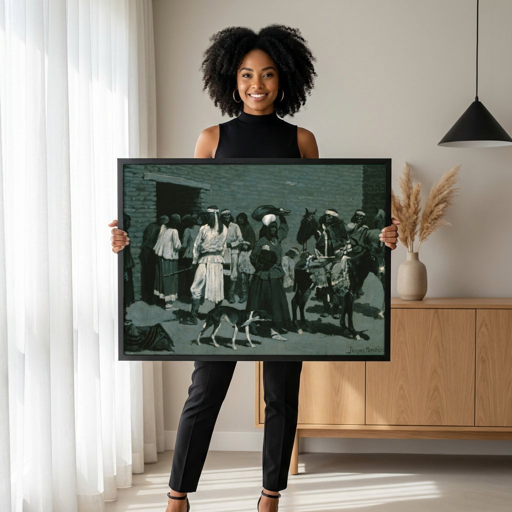 Quadro Decorativo 'San Carlos' - Frederic Remington com modelo em ambiente