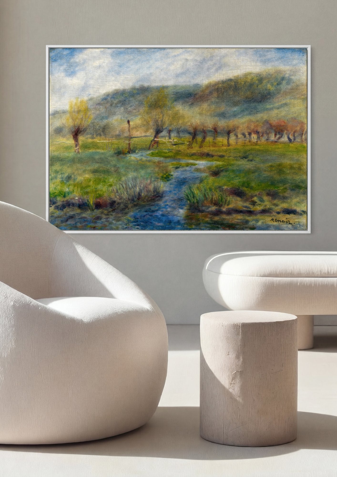 Quadro Decorativo Paisagem com Riacho - Renoir em ambiente decorado