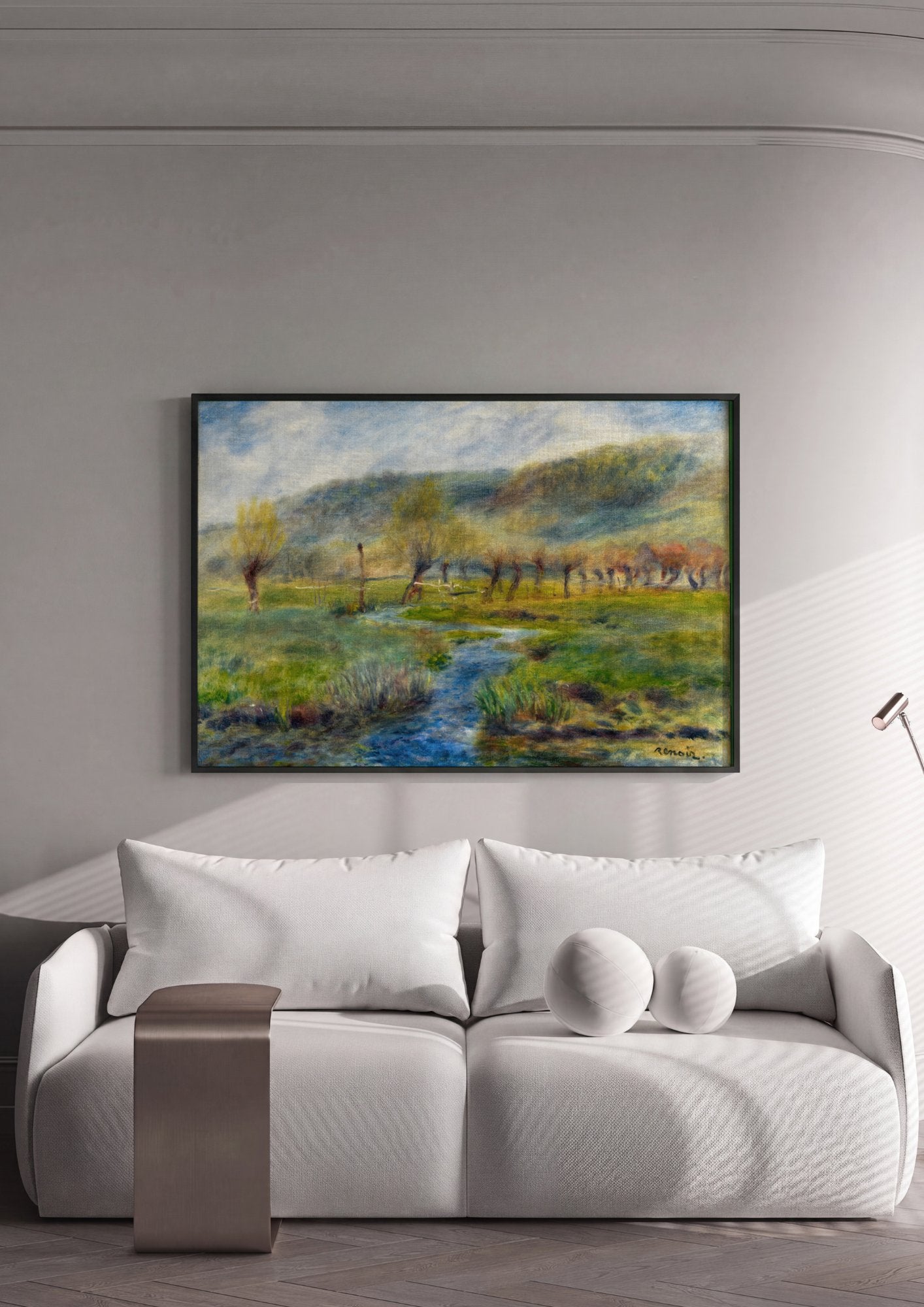 Quadro Decorativo Paisagem com Riacho - Renoir em ambiente decorado