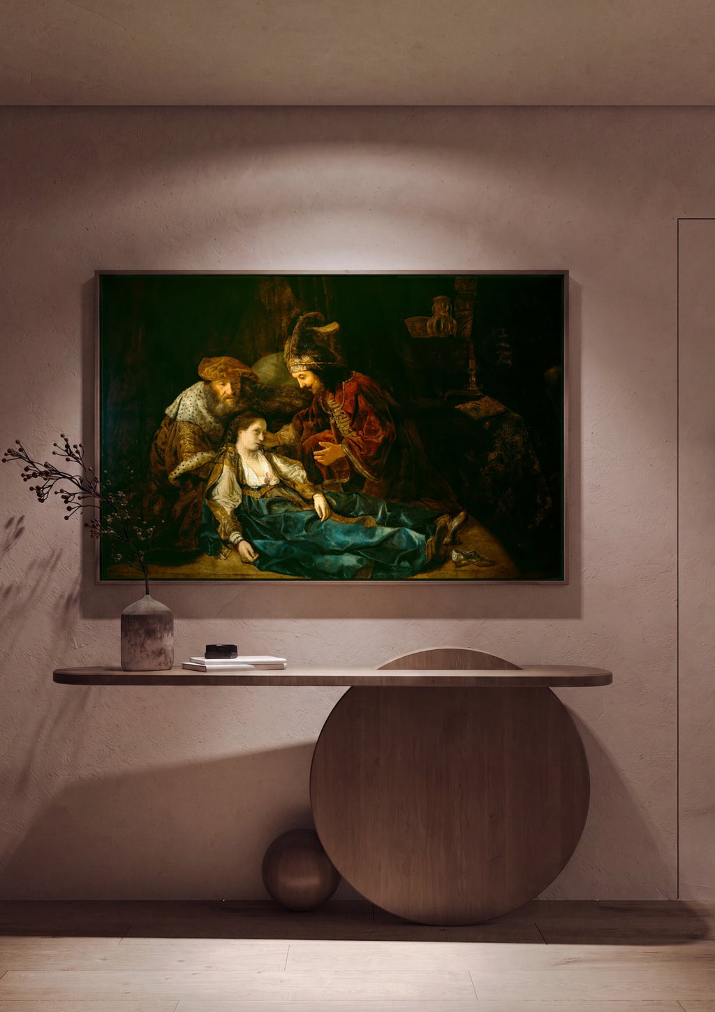 Quadro Decorativo A Morte de Lucrécia - Rembrandt em ambiente decorado