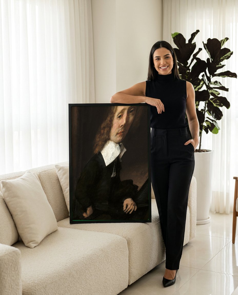 Quadro Decorativo Retrato de um Homem - Rembrandt com modelo em ambiente