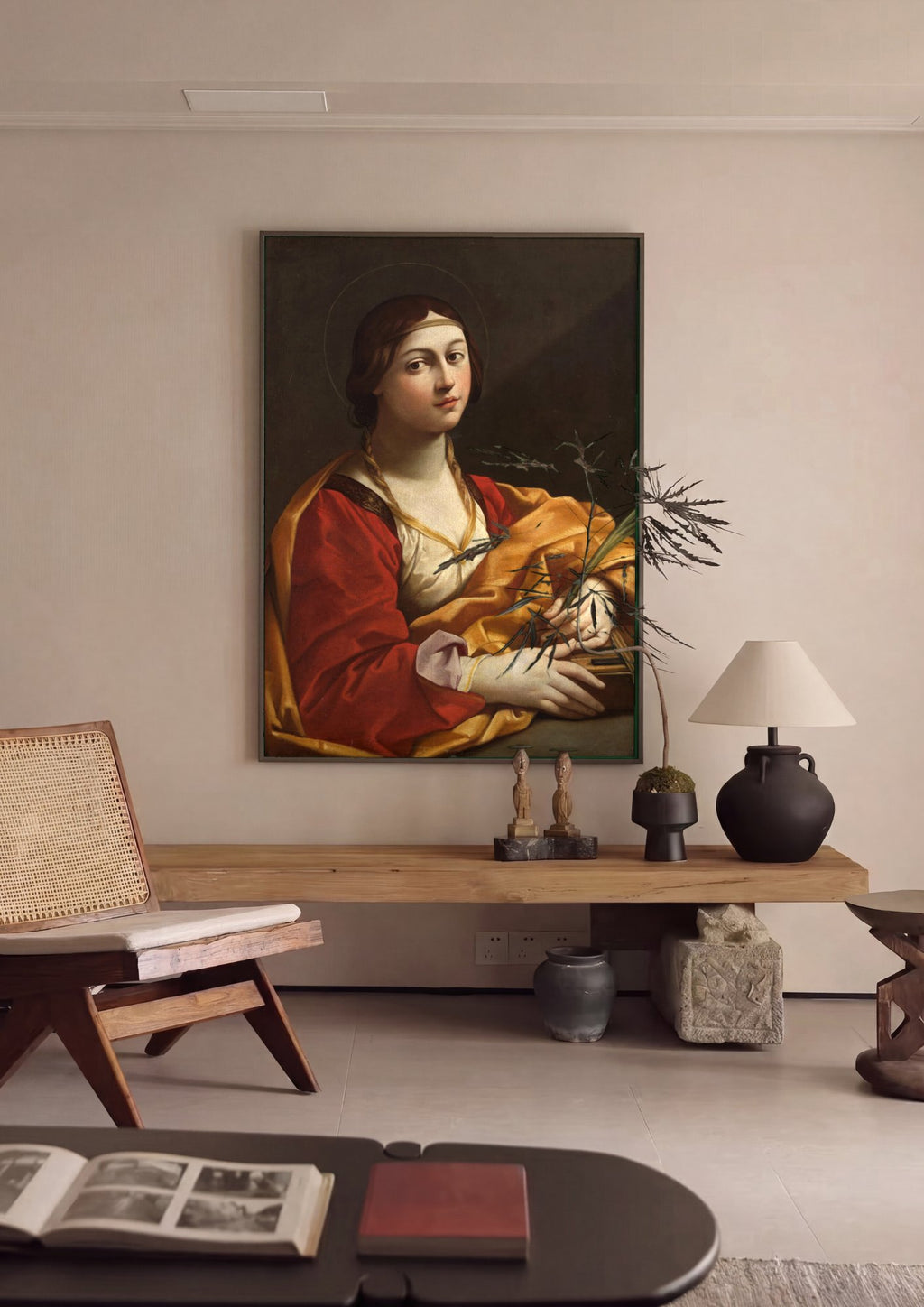 Quadro Decorativo Santa Cecília - Guido Reni em ambiente decorado