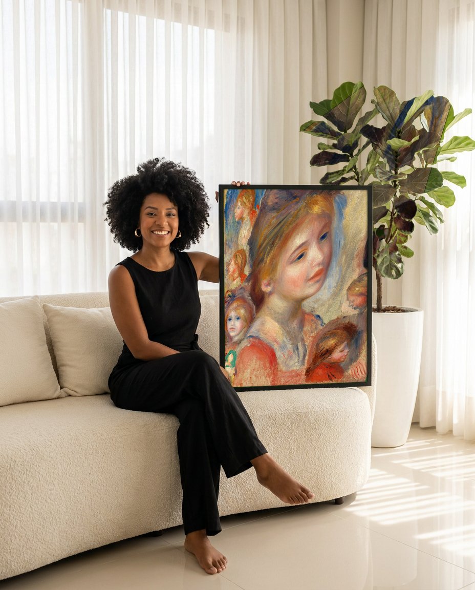 Quadro Decorativo Estudos de Mulheres - Renoir com modelo em ambiente