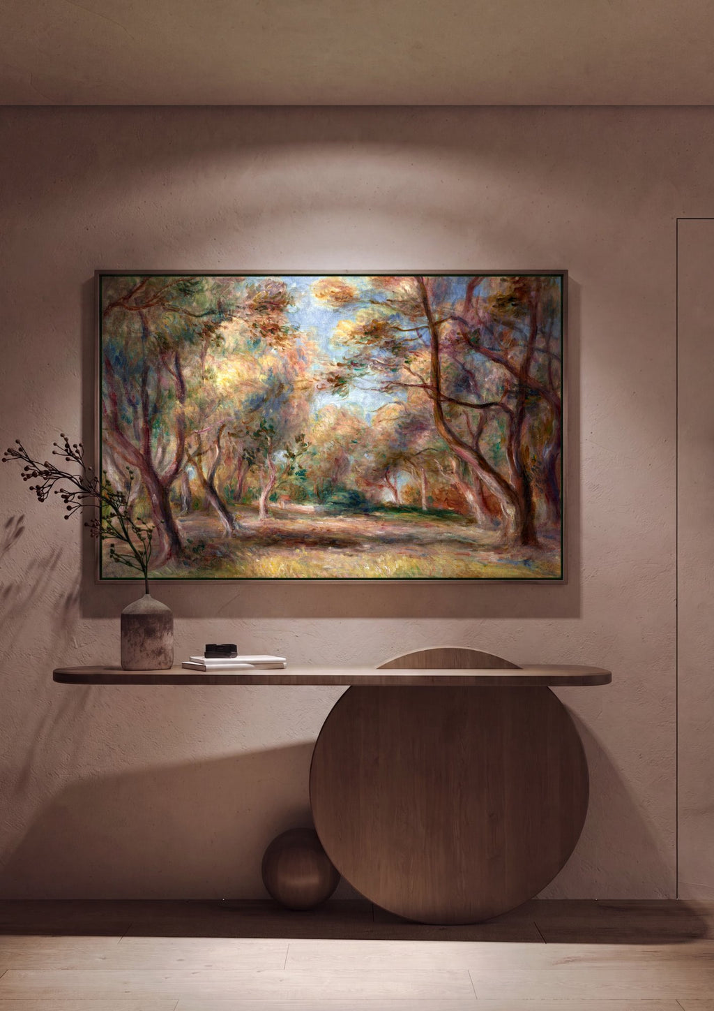 Quadro Decorativo Floresta Ensolarada - Renoir em ambiente decorado