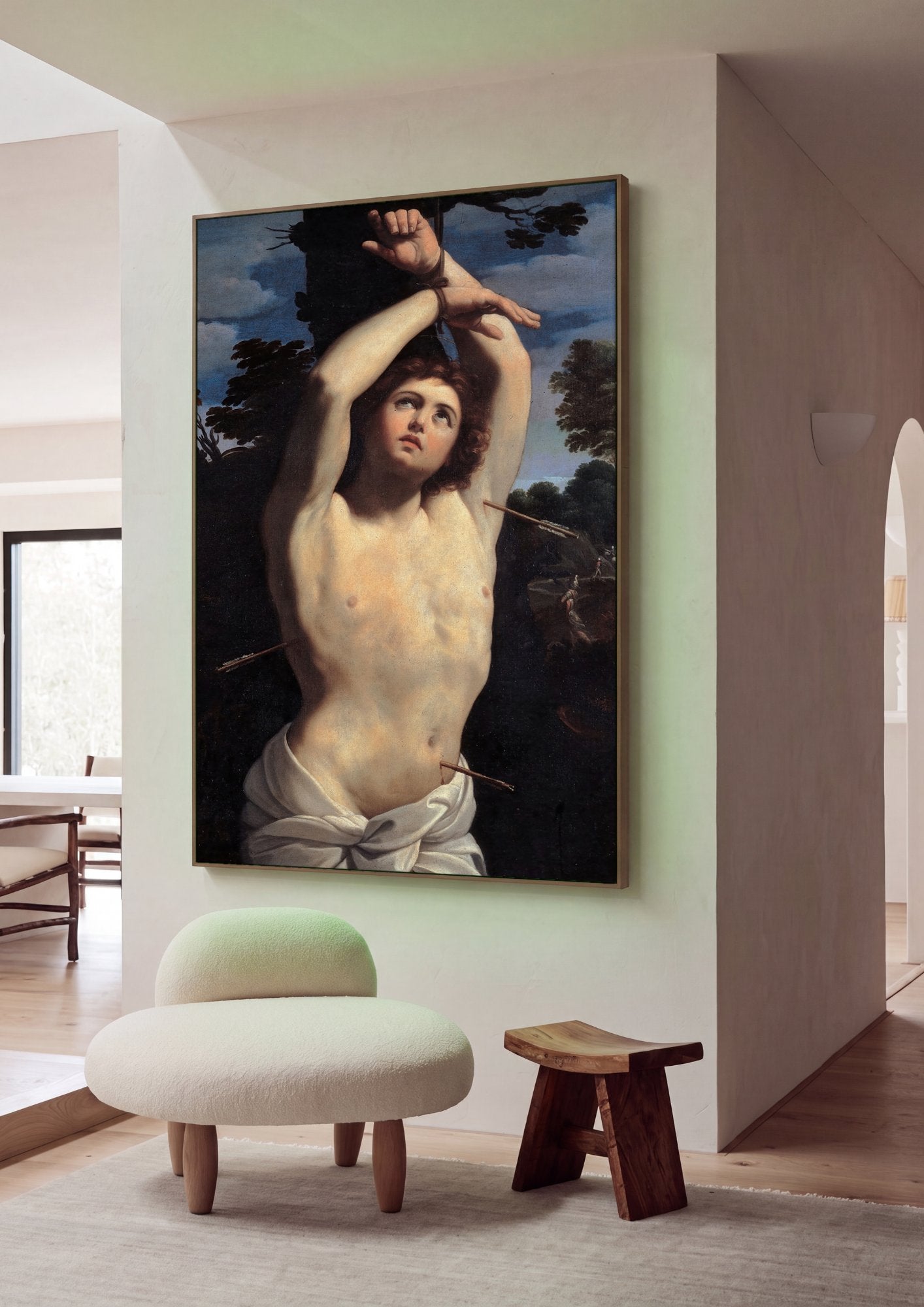 Quadro Decorativo São Sebastião - Guido Reni em ambiente decorado