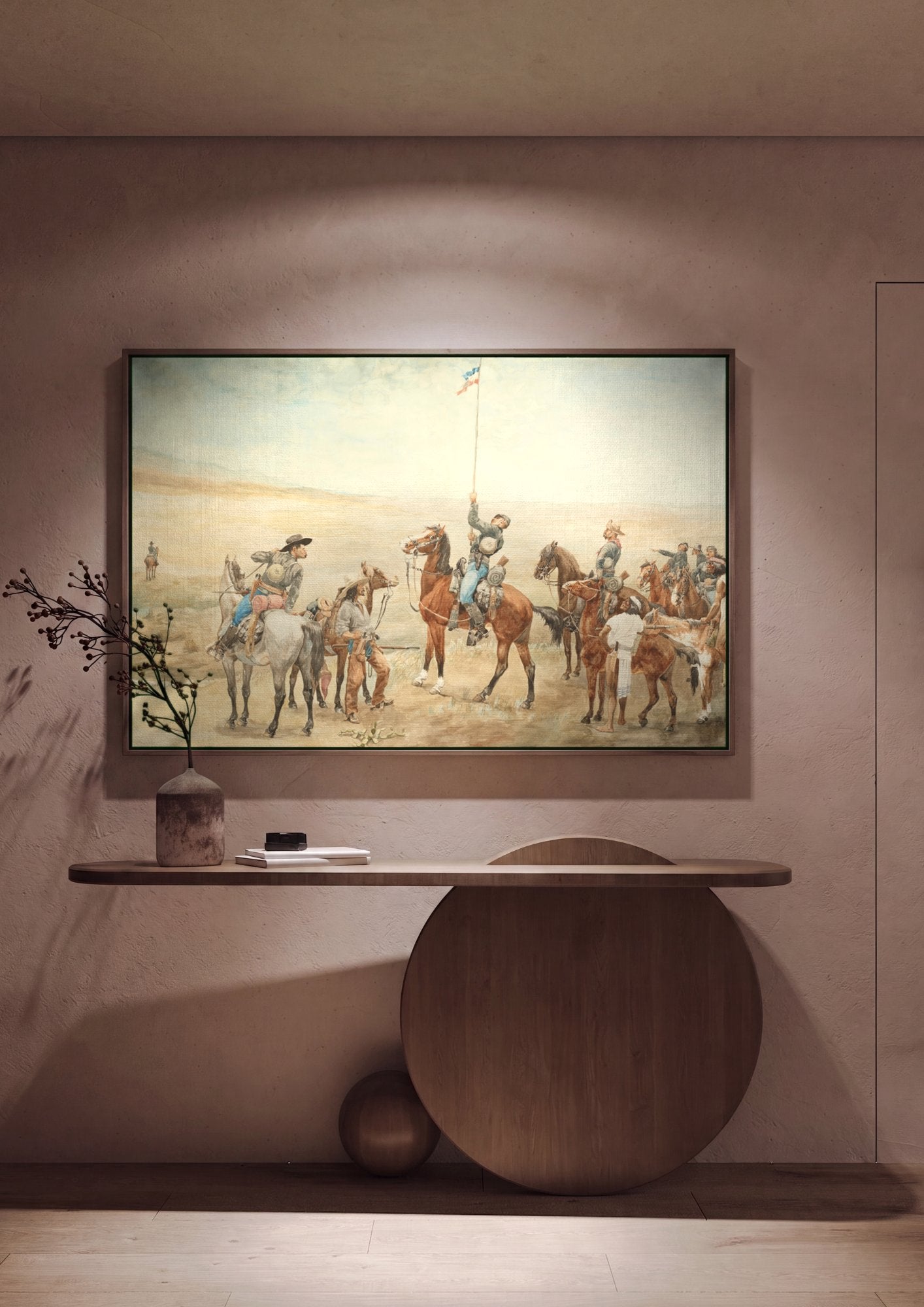 Quadro Decorativo A Bandeira - Frederic Remington em ambiente decorado