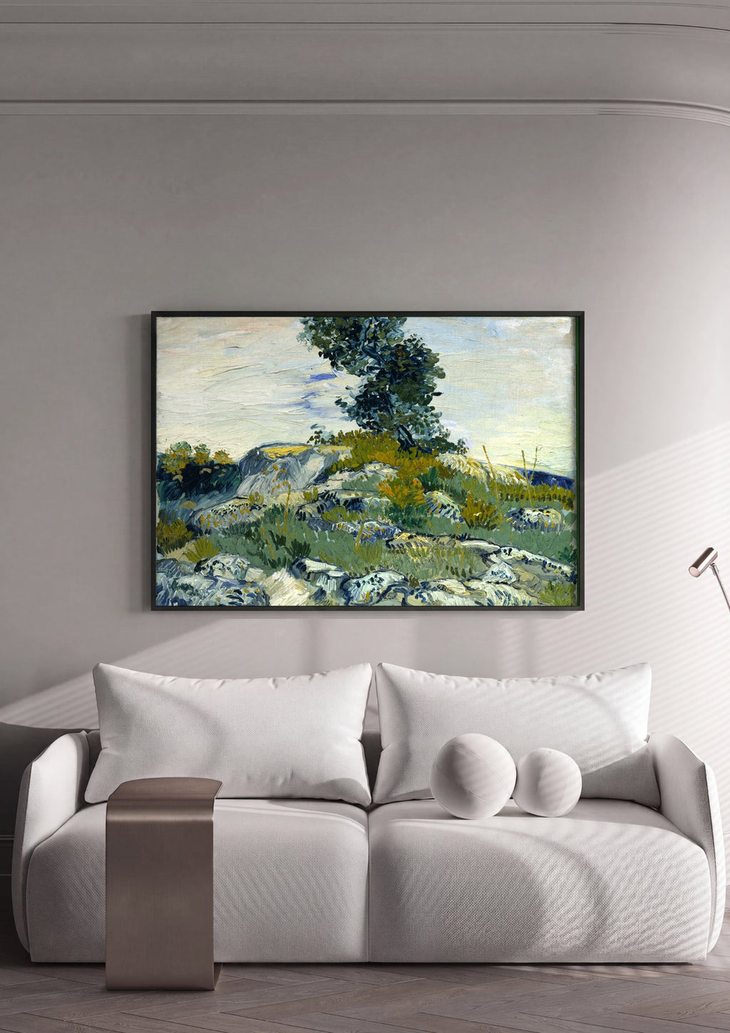 Quadro Decorativo A Montanha de Saint-Rémy - Van Gogh em ambiente decorado