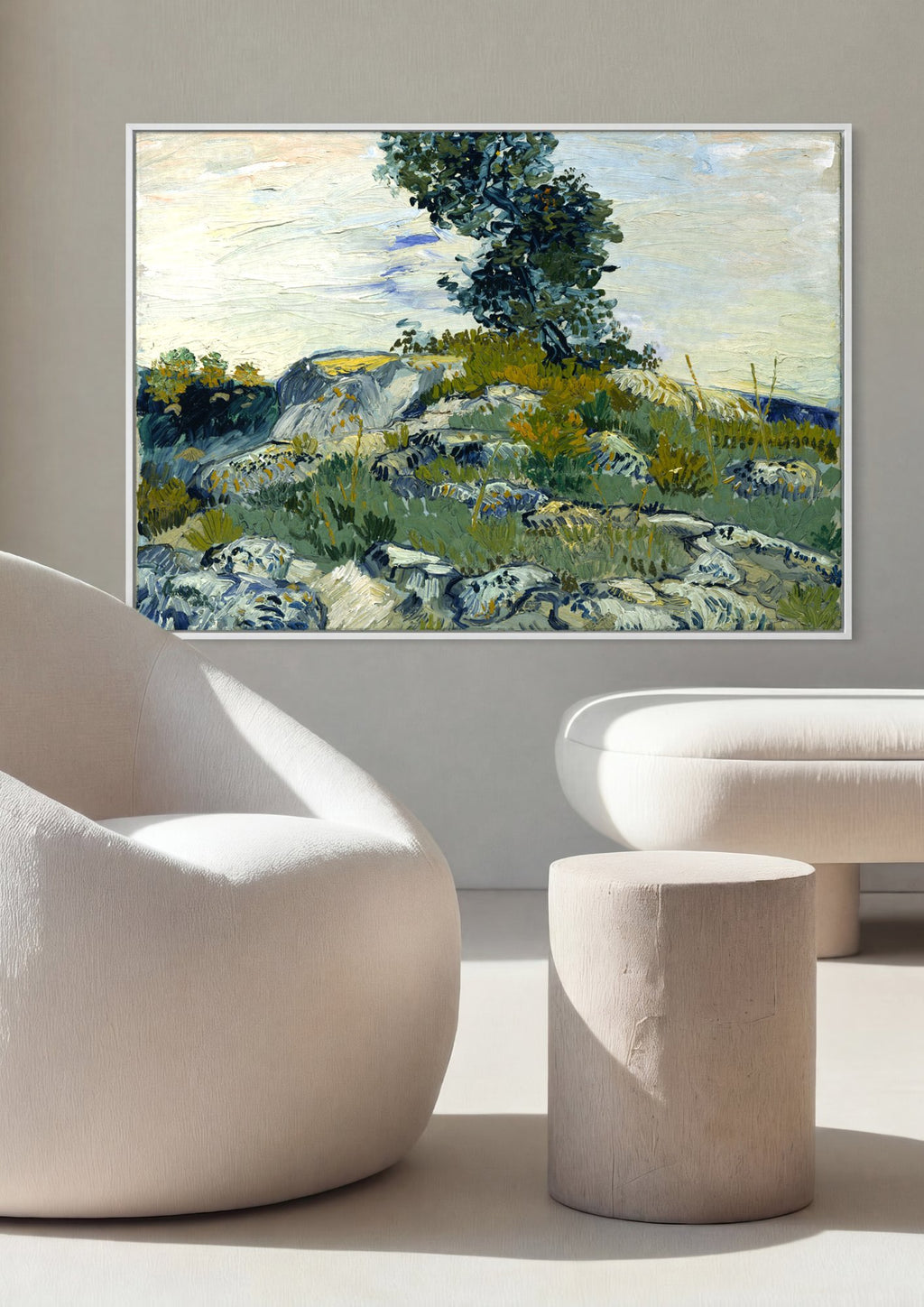 Quadro Decorativo A Montanha de Saint-Rémy - Van Gogh em ambiente decorado