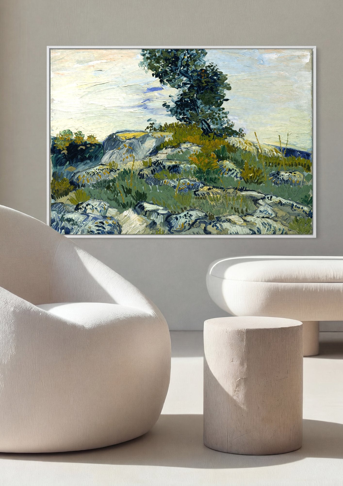 Quadro Decorativo A Montanha de Saint-Rémy - Van Gogh em ambiente decorado