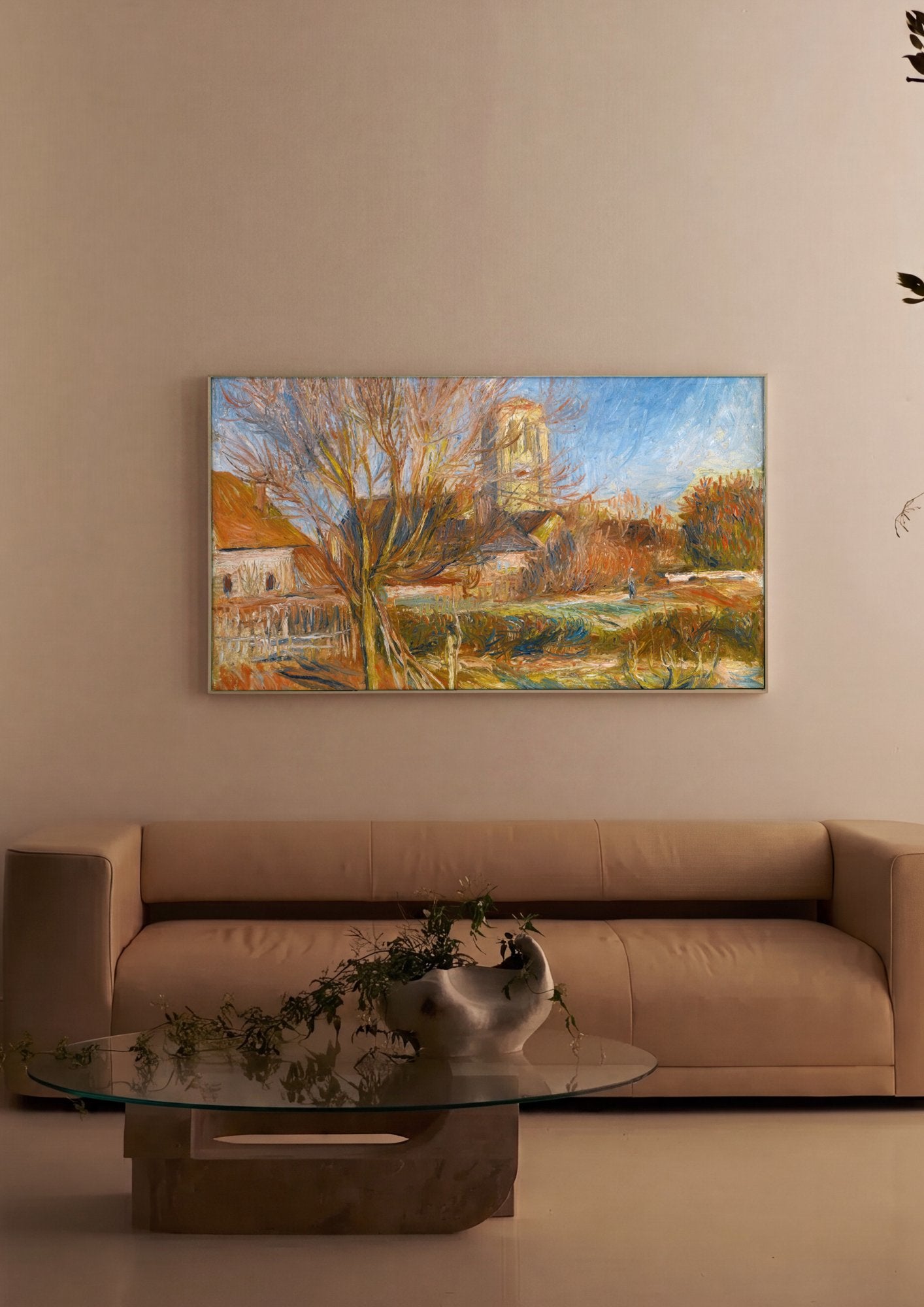 Quadro Decorativo Paisagem com Igreja - Renoir em ambiente decorado