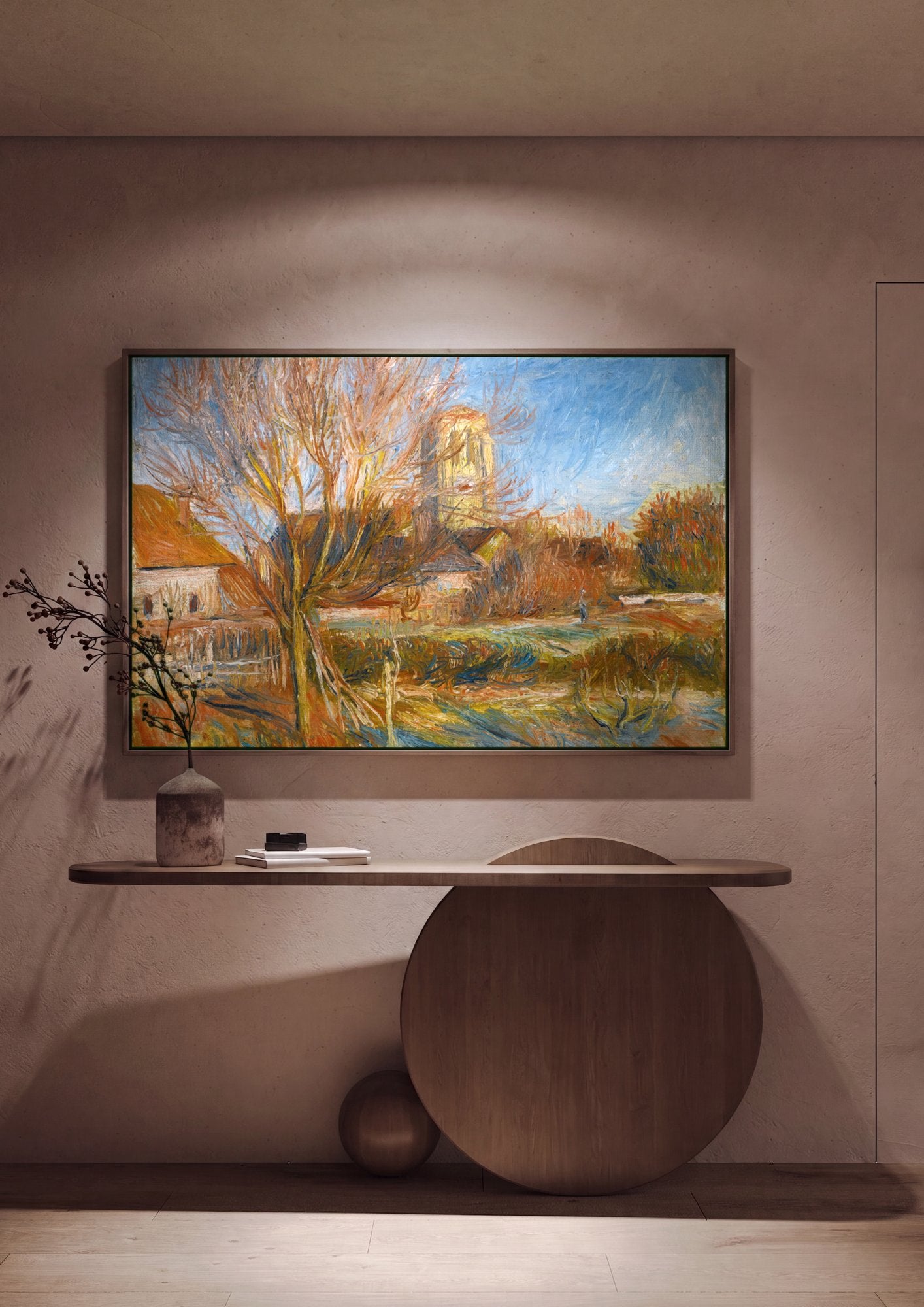 Quadro Decorativo Paisagem com Igreja - Renoir em ambiente decorado