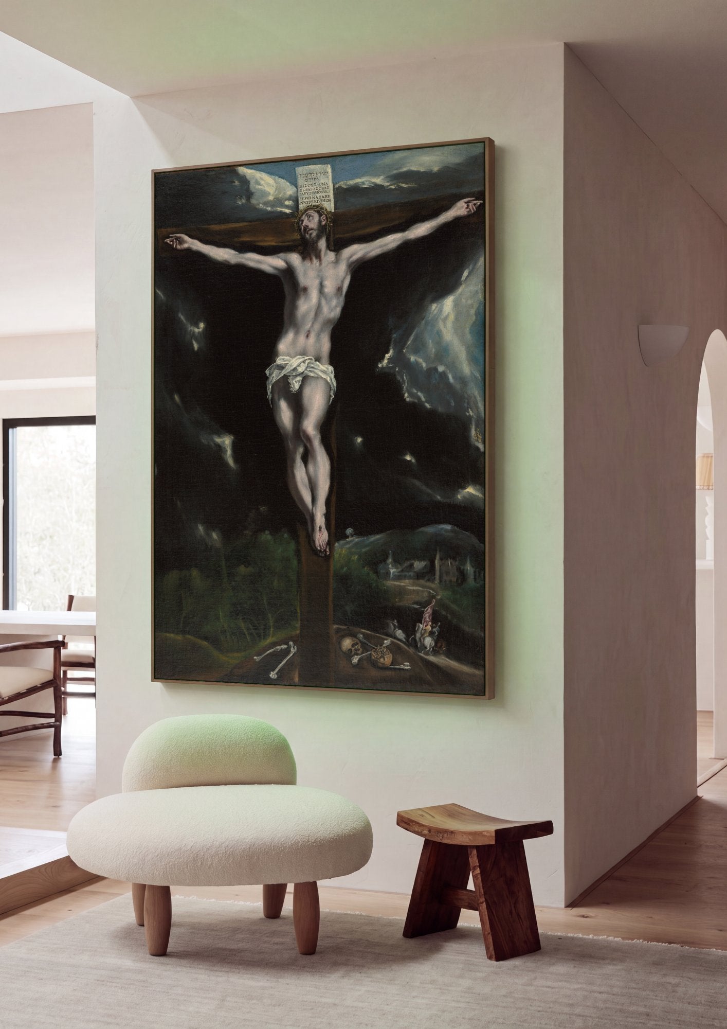 Quadro Decorativo A Crucificação - El Greco em ambiente decorado