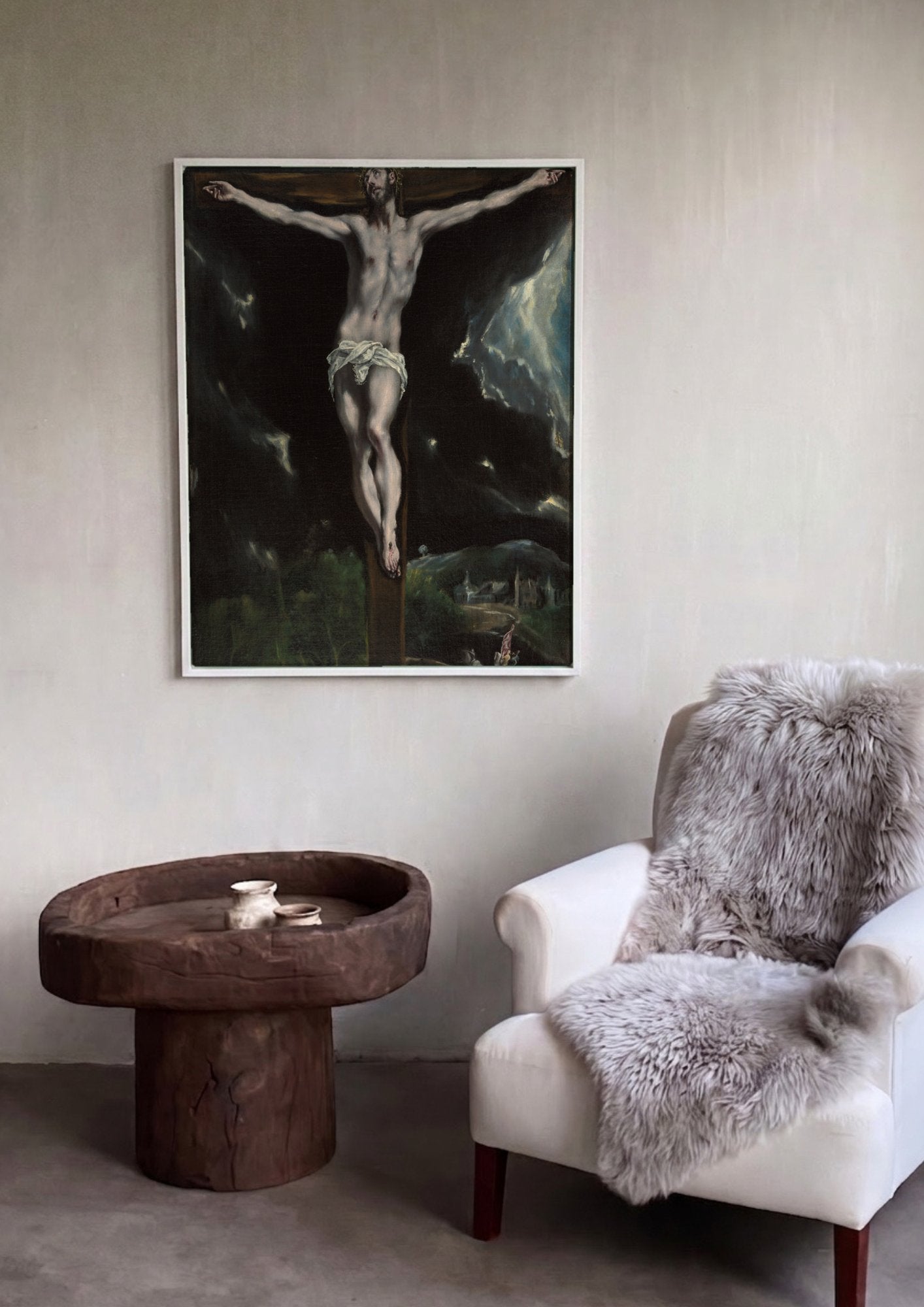 Quadro Decorativo A Crucificação - El Greco em ambiente decorado