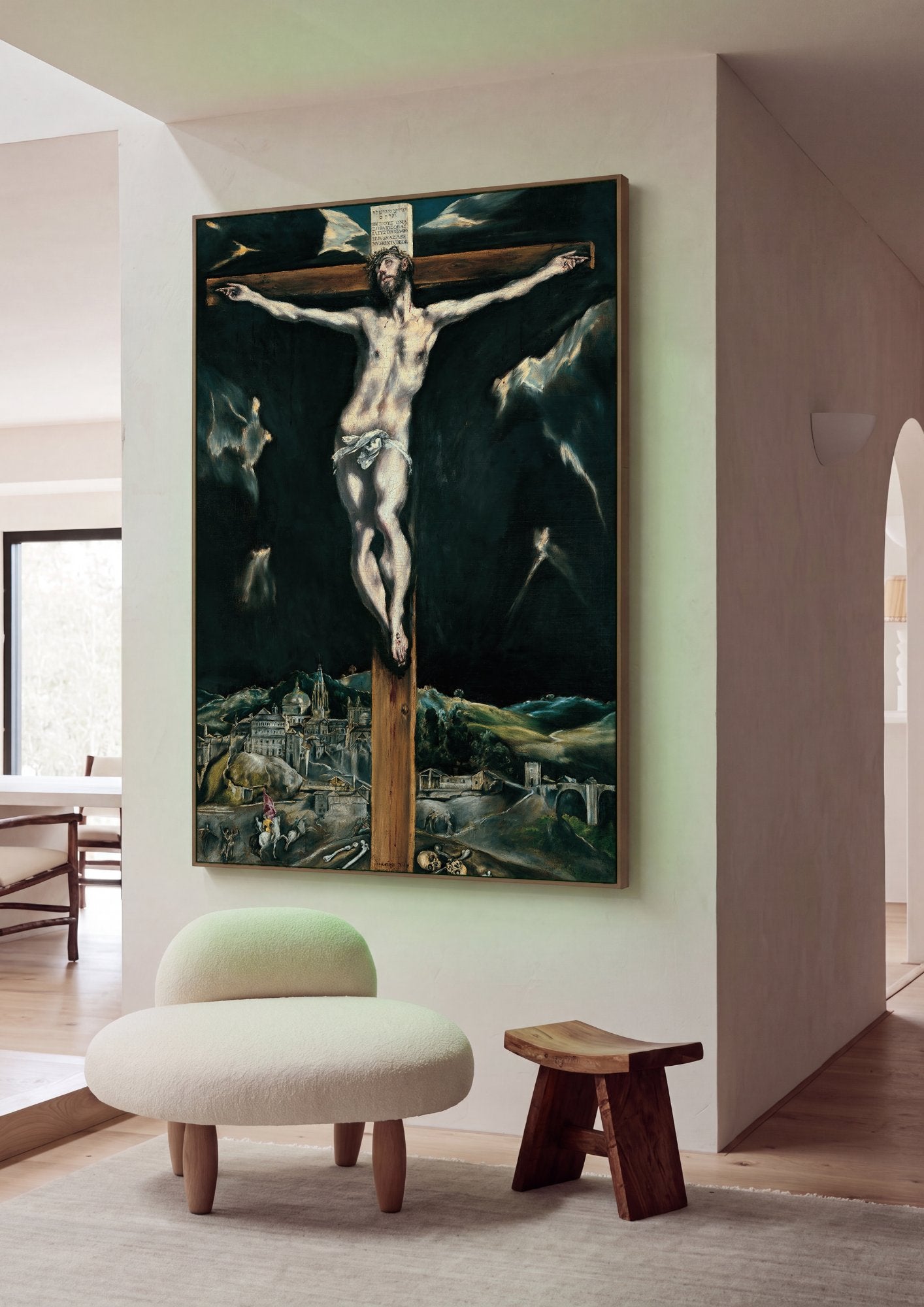 Quadro Decorativo A Crucificação - El Greco em ambiente decorado