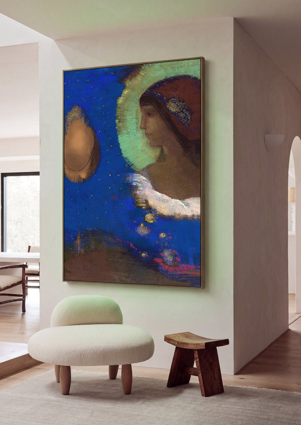 Quadro Decorativo A Meditação - Odilon Redon em ambiente decorado