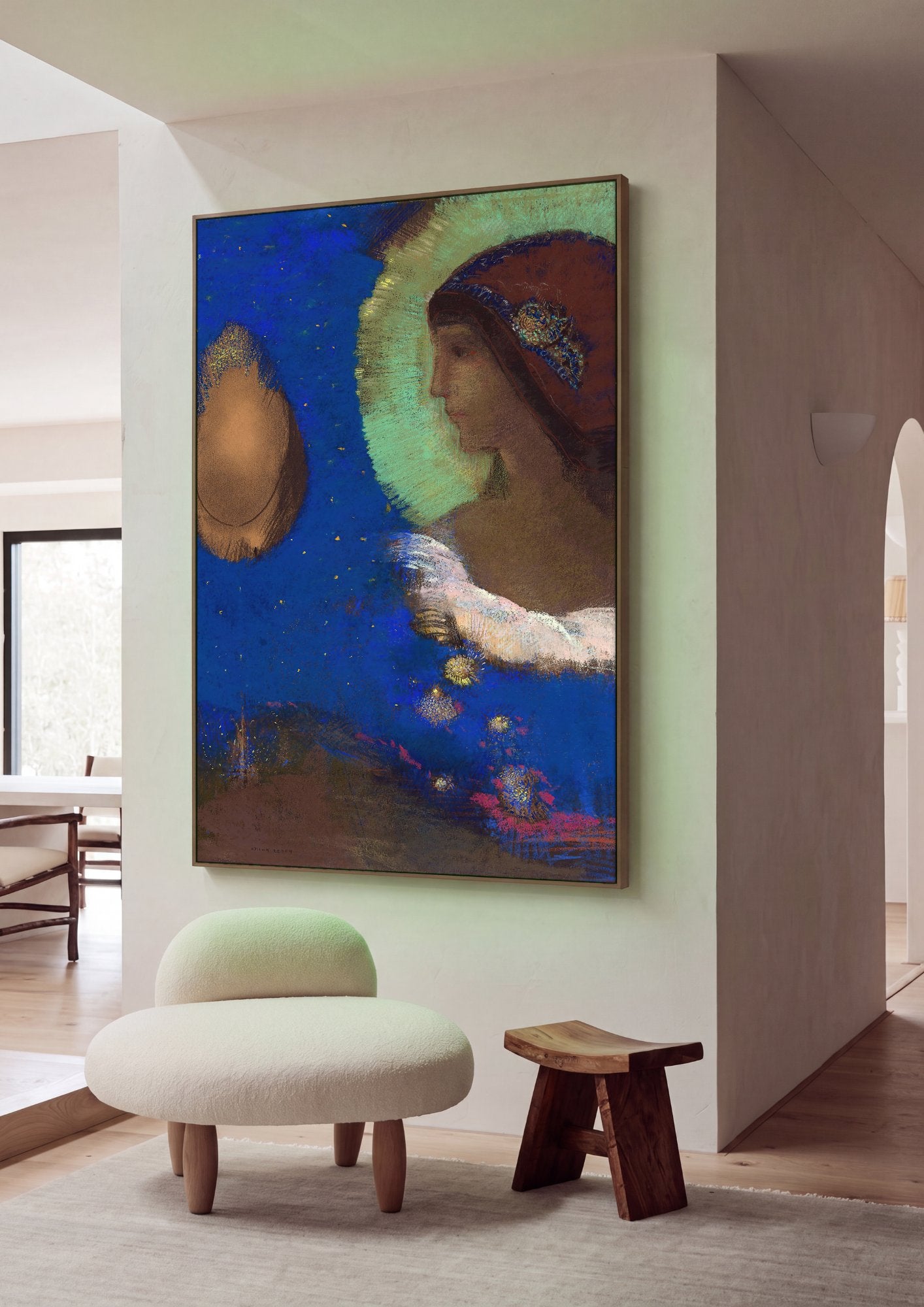 Quadro Decorativo A Meditação - Odilon Redon em ambiente decorado