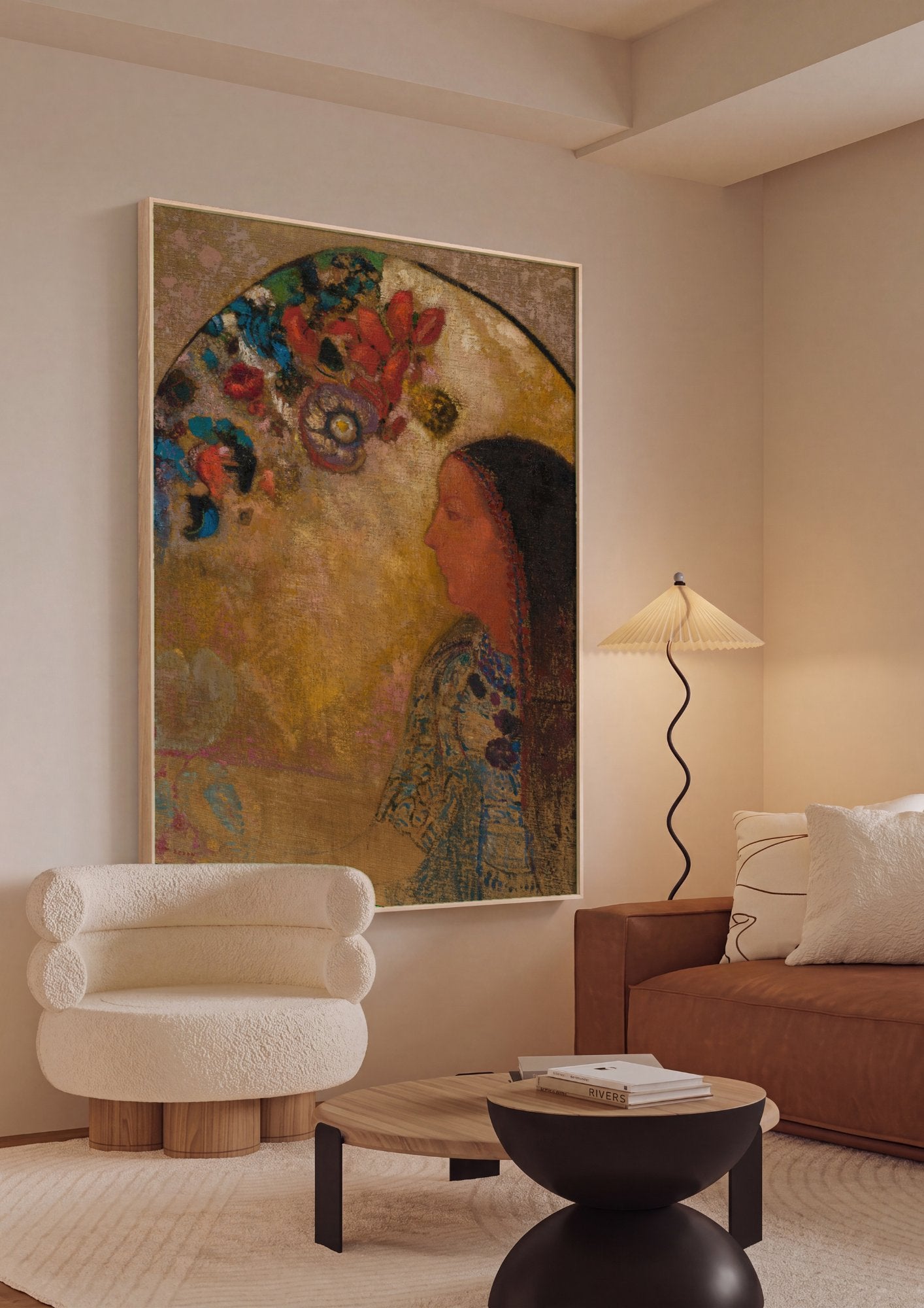 Quadro Decorativo A Meditação - Odilon Redon em ambiente decorado