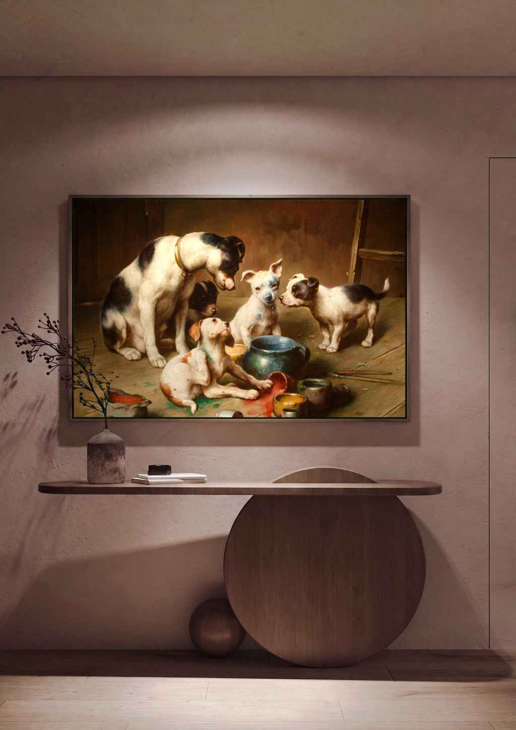 Quadro Decorativo Cenas Caninas - Carl Reichert em ambiente decorado