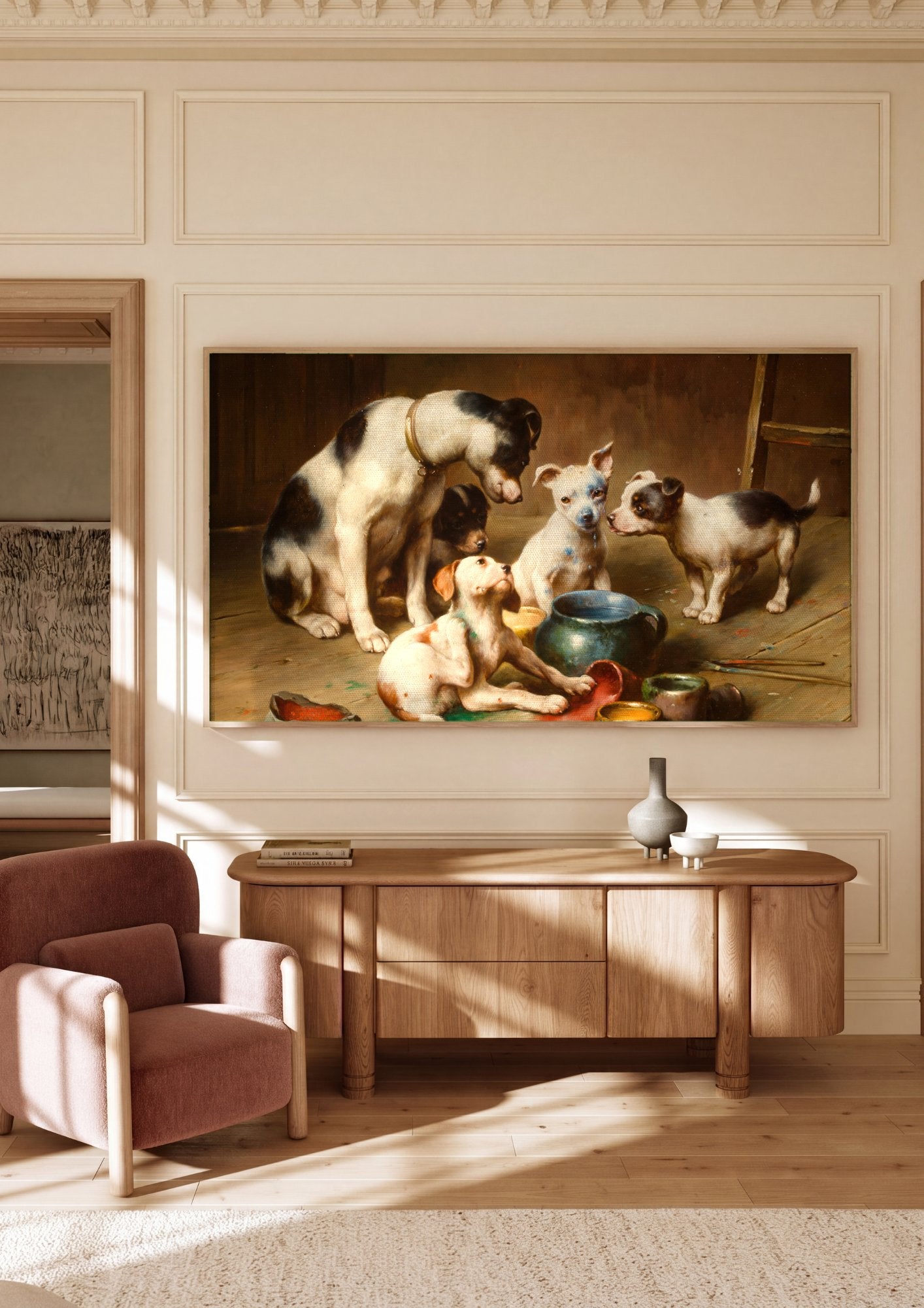 Quadro Decorativo Cenas Caninas - Carl Reichert em ambiente decorado