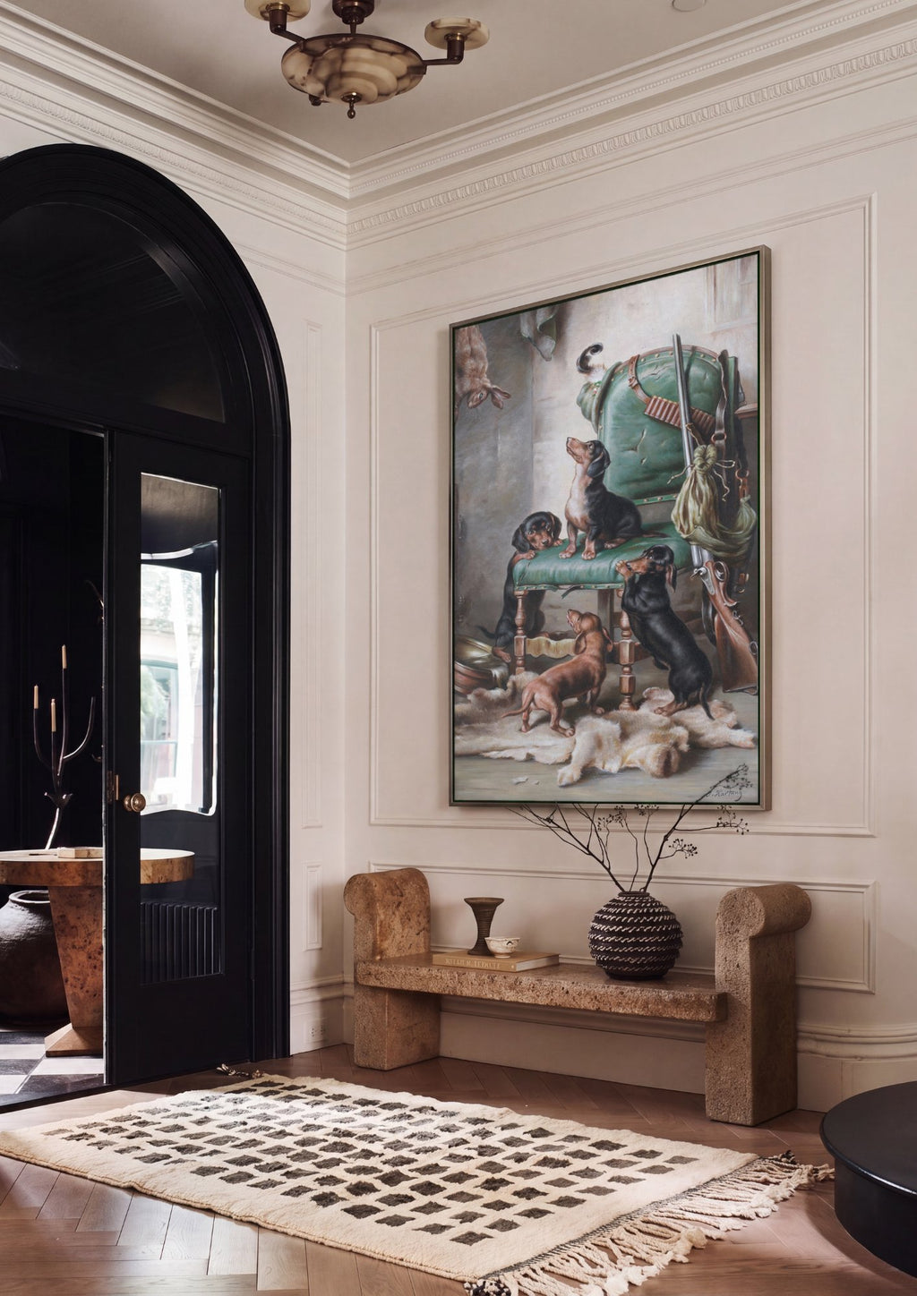 Quadro Decorativo Cães Curiosos - Carl Reichert em ambiente decorado