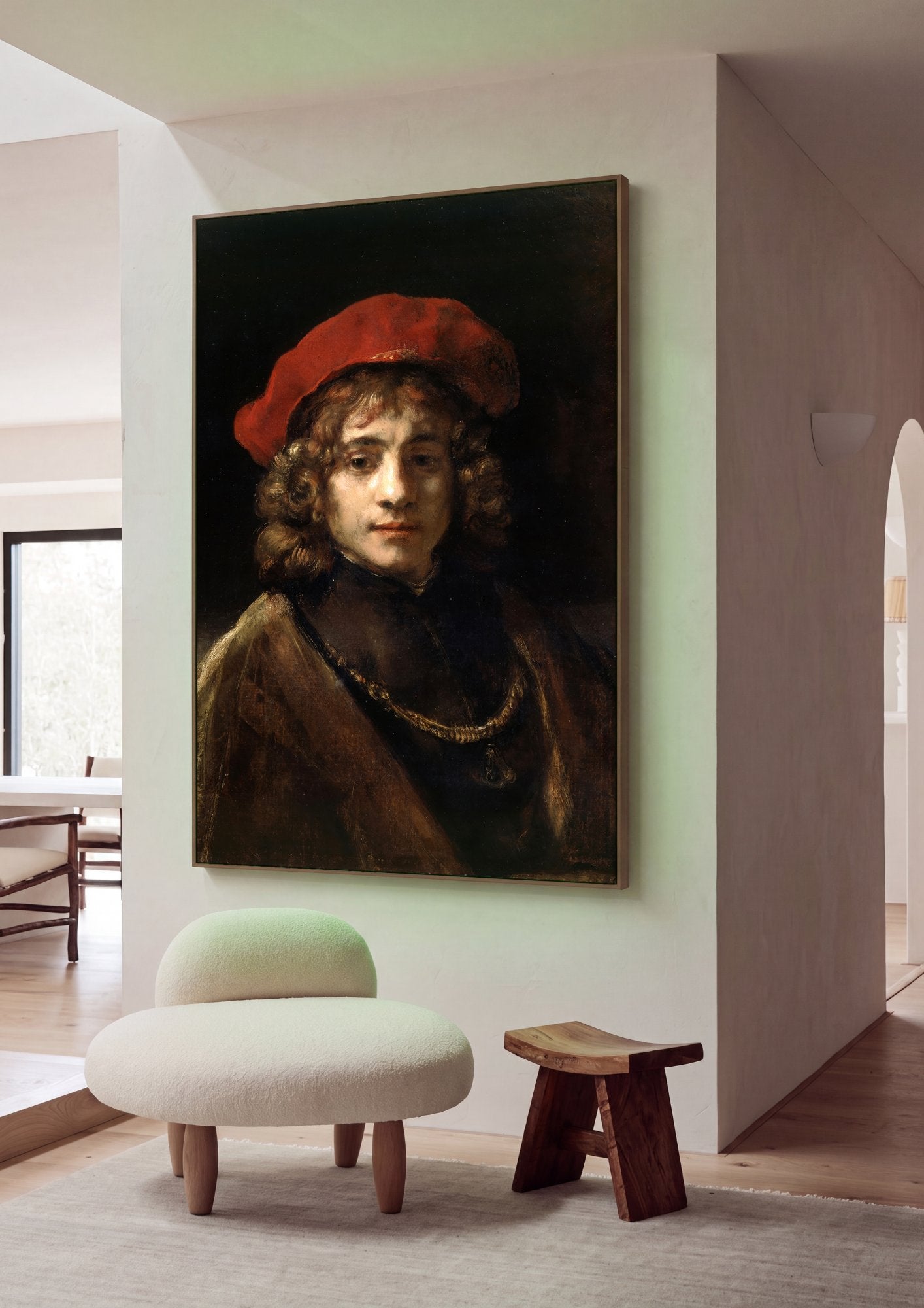 Quadro Decorativo Autorretrato Jovem - Rembrandt em ambiente decorado