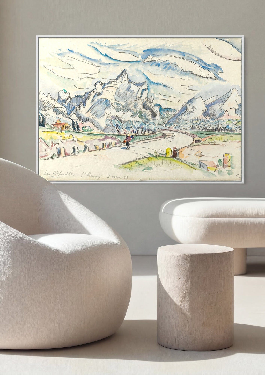 Quadro Decorativo Les Alpilles, Saint-Rémy - Paul Signac em ambiente decorado