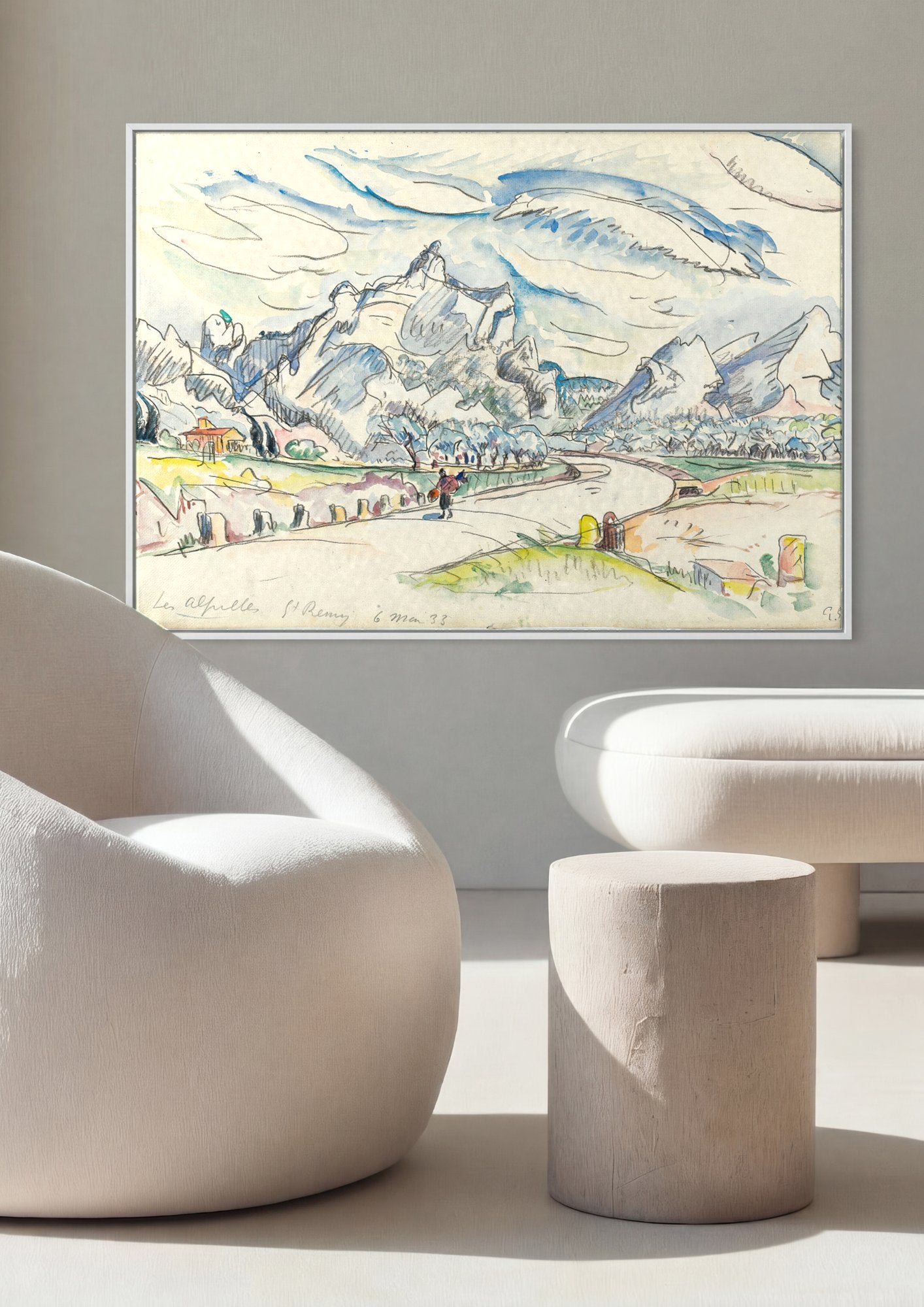 Quadro Decorativo Les Alpilles, Saint-Rémy - Paul Signac em ambiente decorado